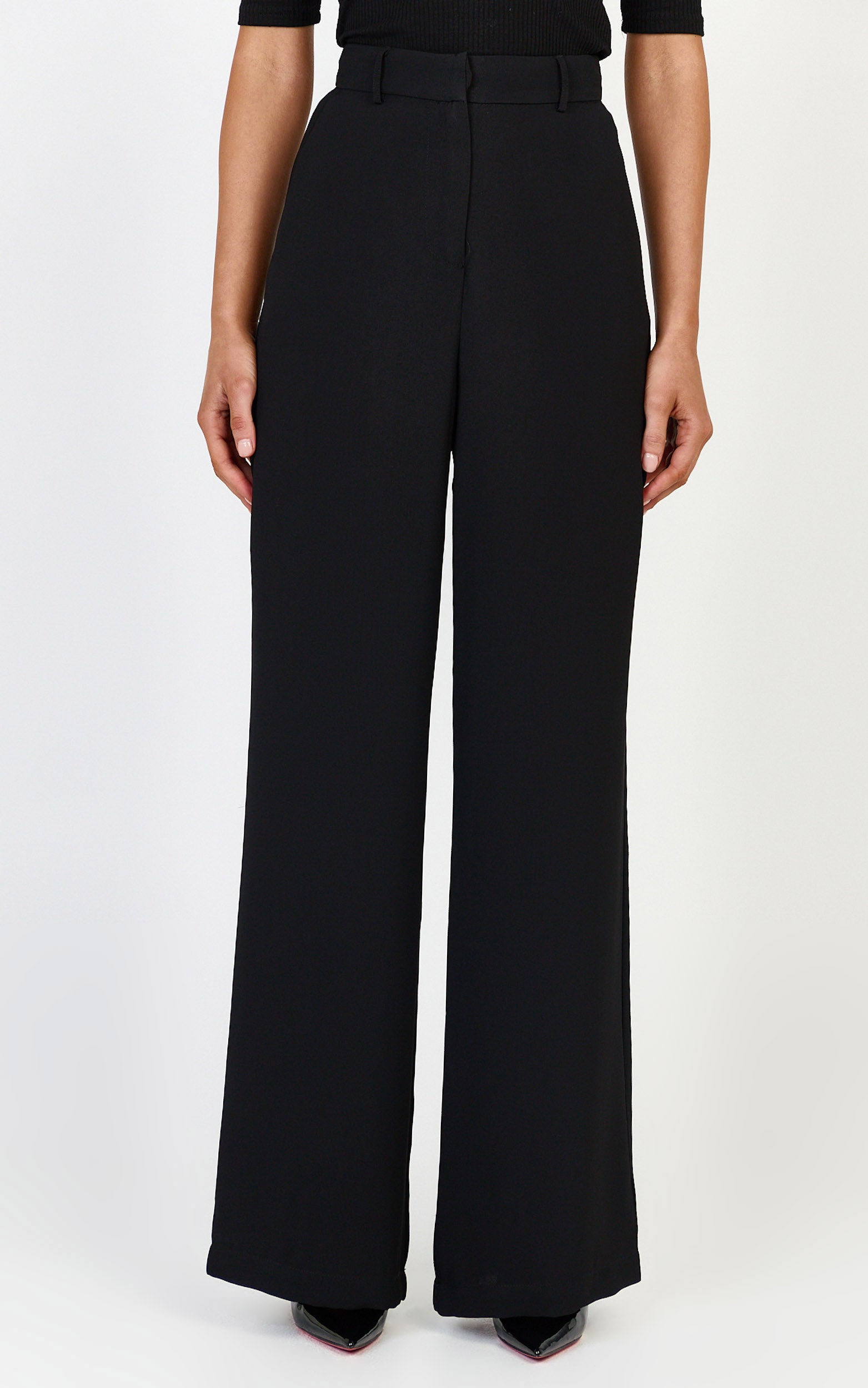 Bonnie Pants - High Waisted Tailored Wide Leg Pants in Black