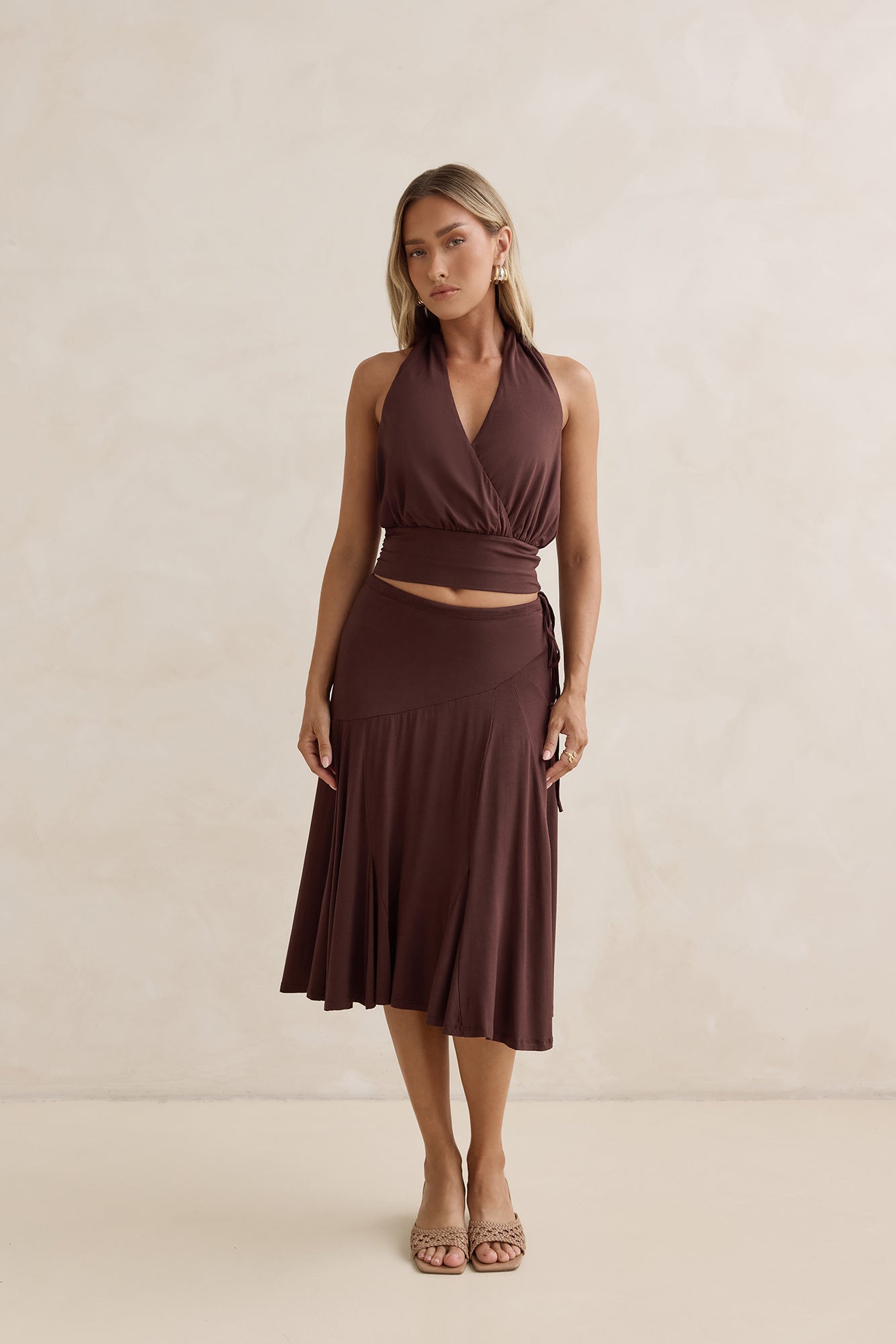 Dreamy Shores Halter Top Brown