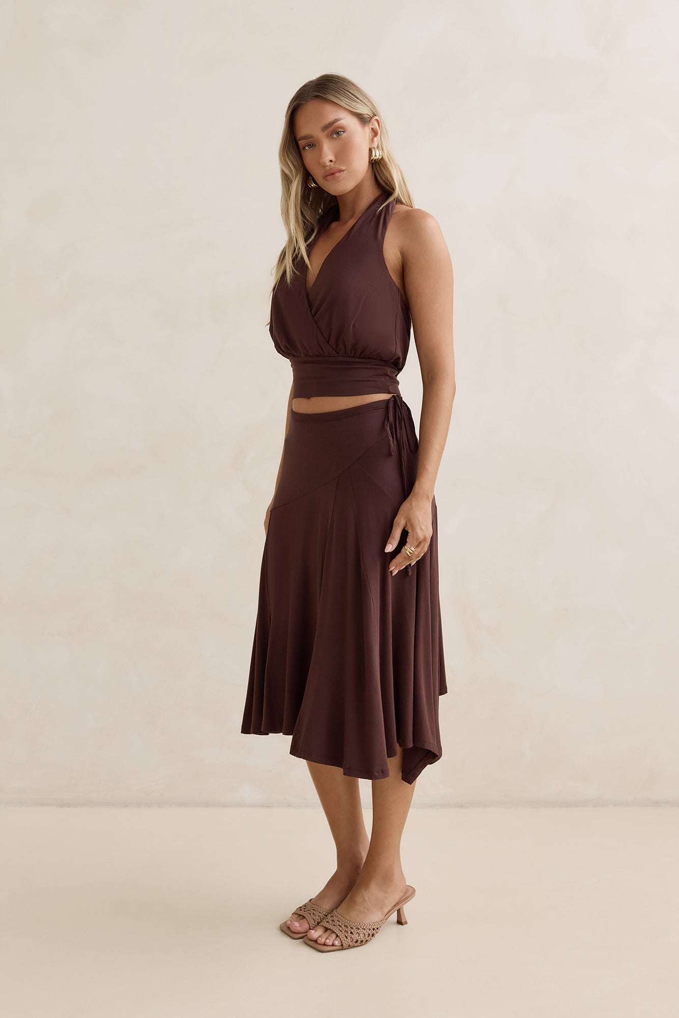 Dreamy Shores Halter Top Brown