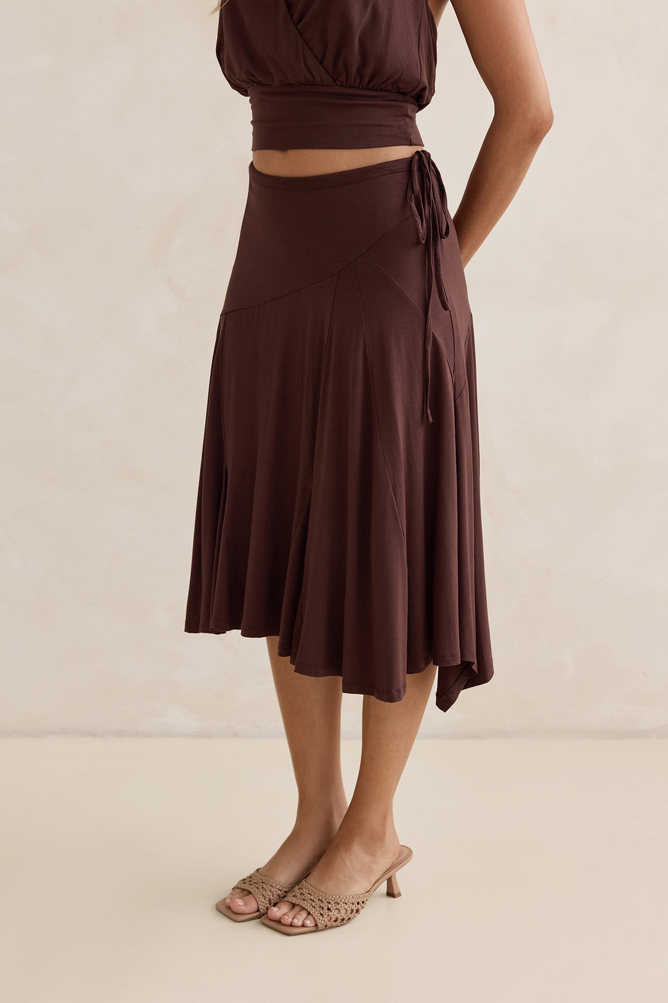 Dreamy Shores Midi Skirt Brown