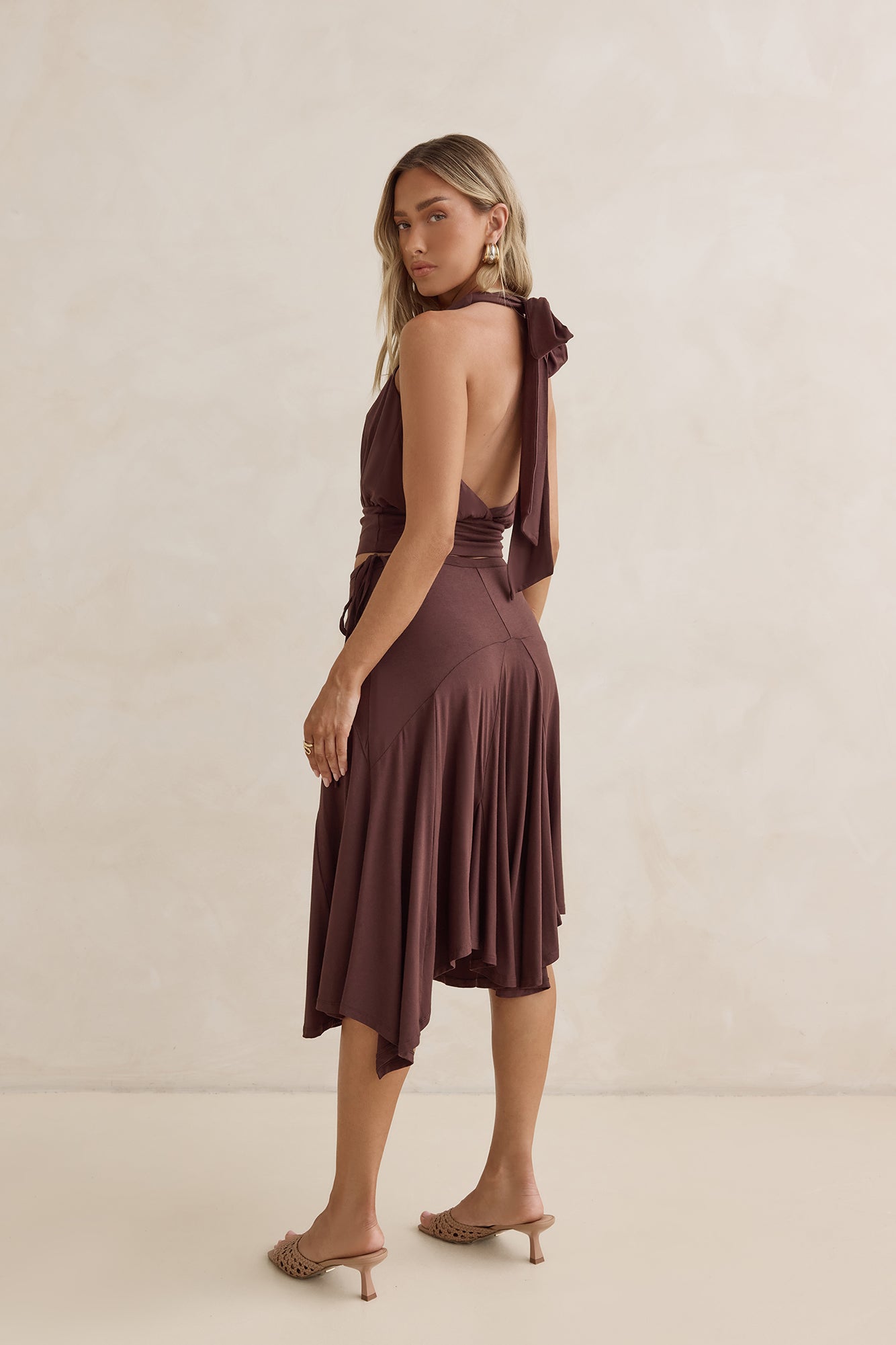 Dreamy Shores Midi Skirt Brown
