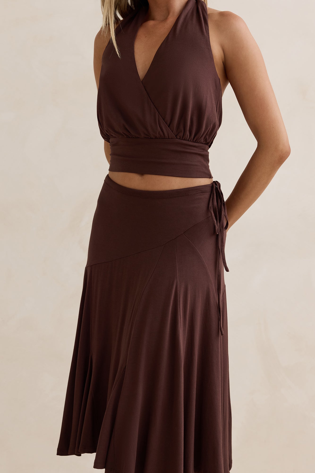 Dreamy Shores Midi Skirt Brown