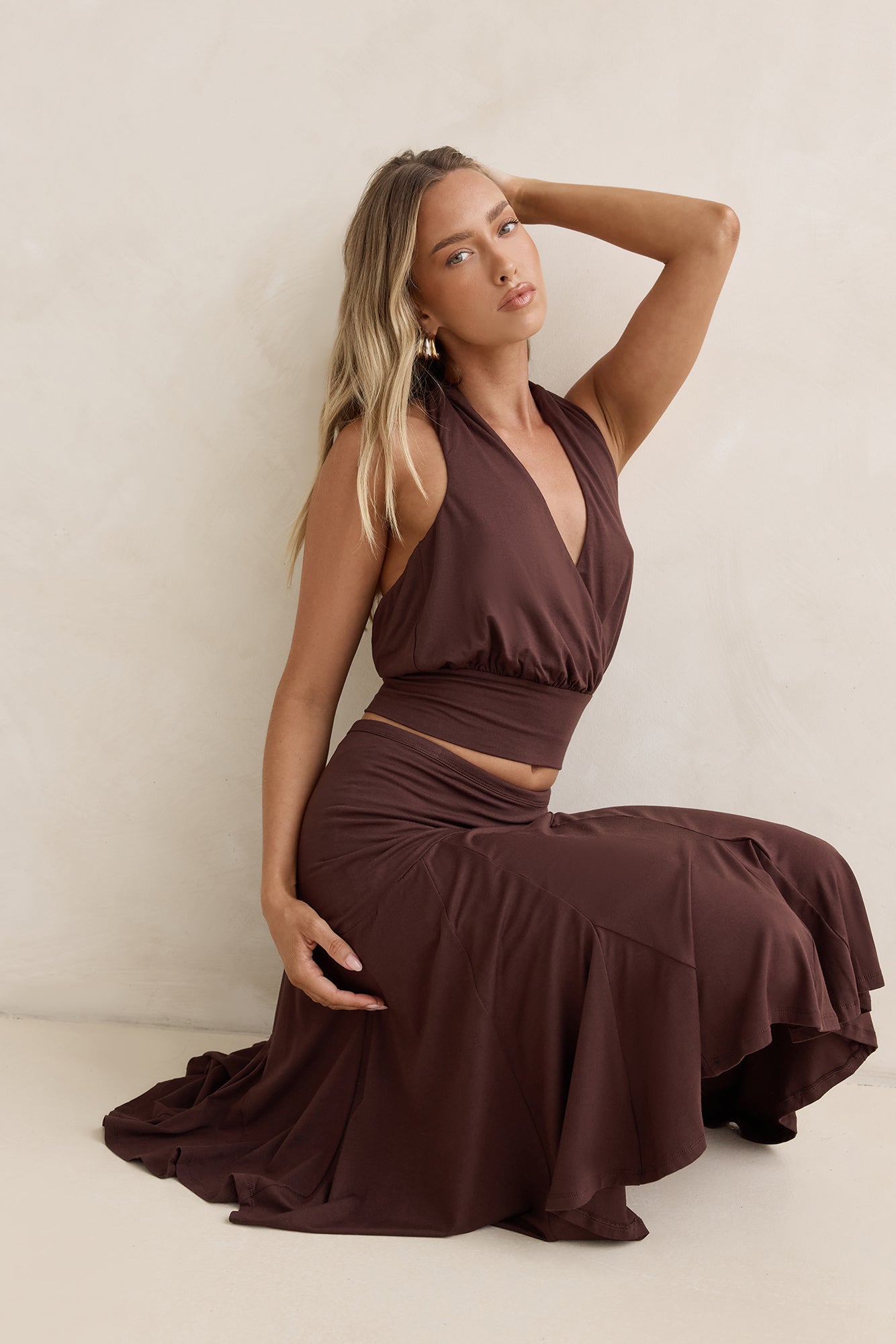 Dreamy Shores Halter Top Brown