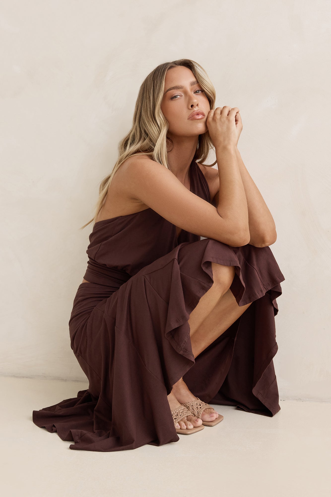 Dreamy Shores Midi Skirt Brown