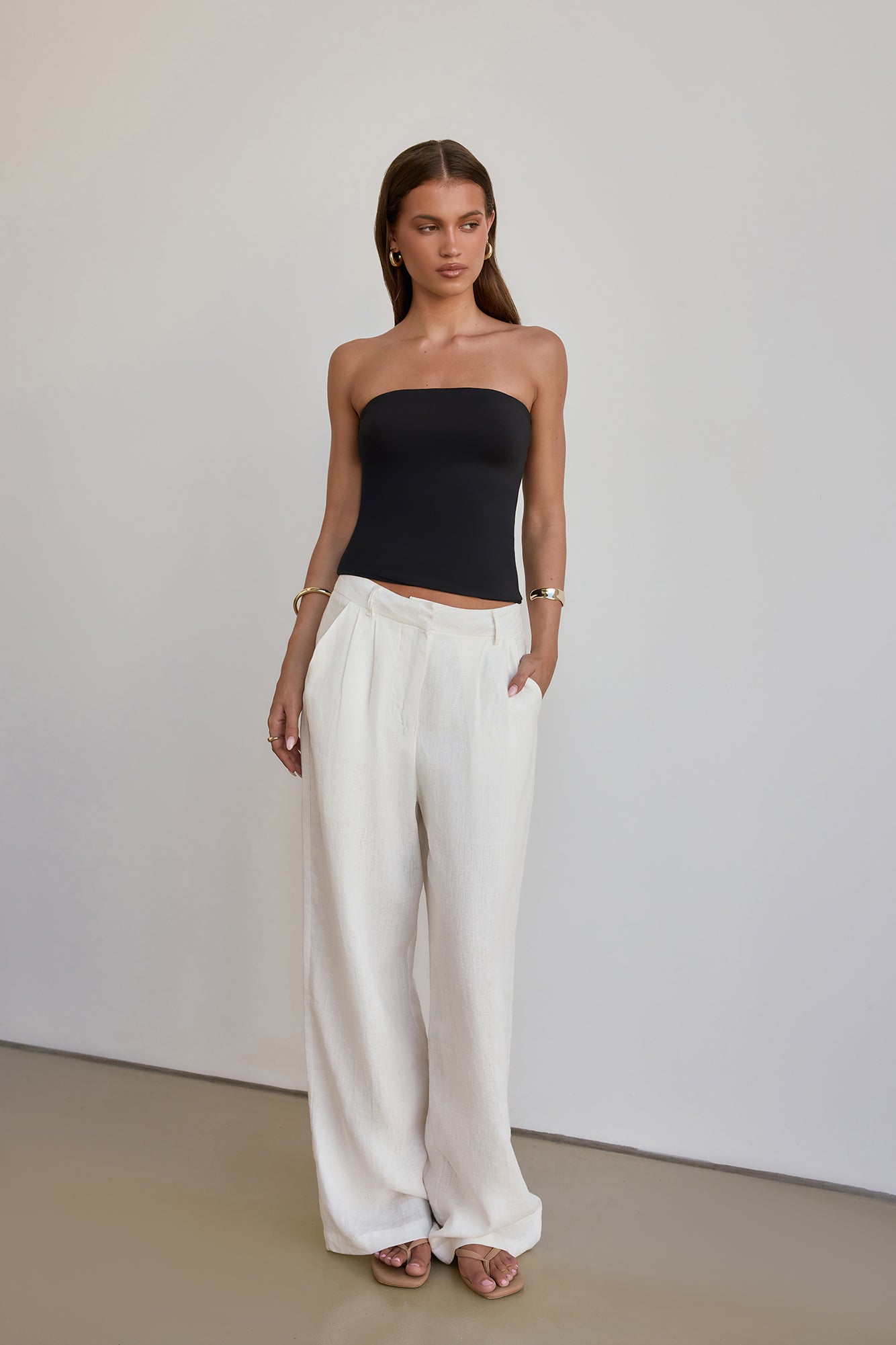 BASE Longline Strapless Bandeau Top Black