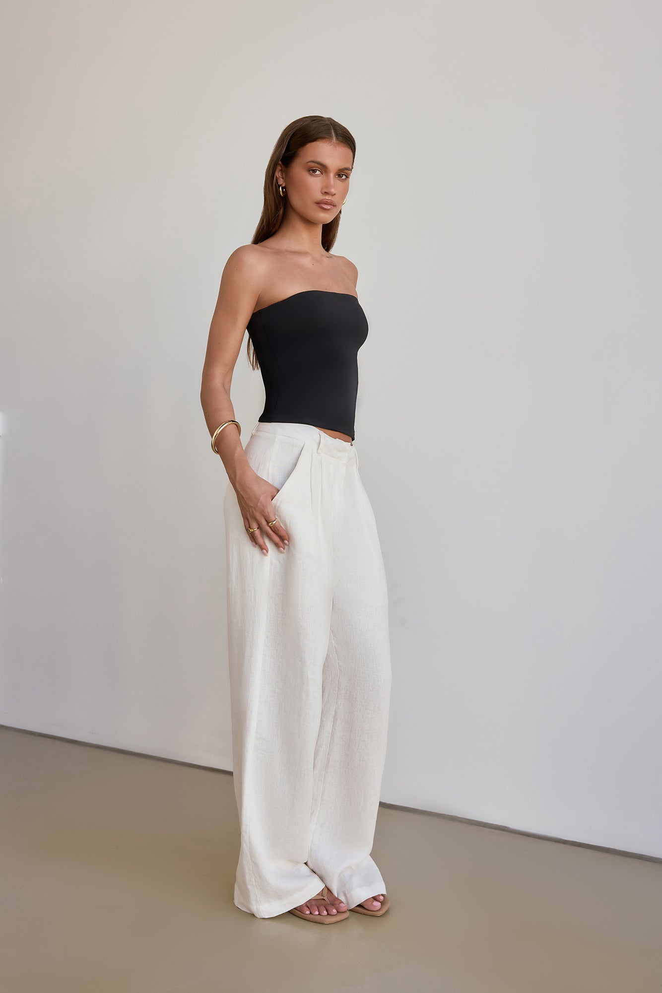 BASE Longline Strapless Bandeau Top Black