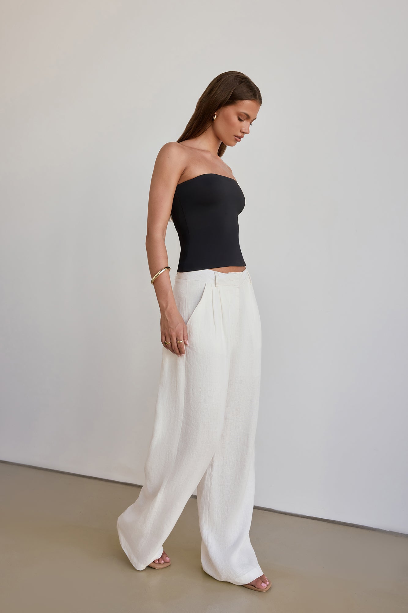 BASE Longline Strapless Bandeau Top Black