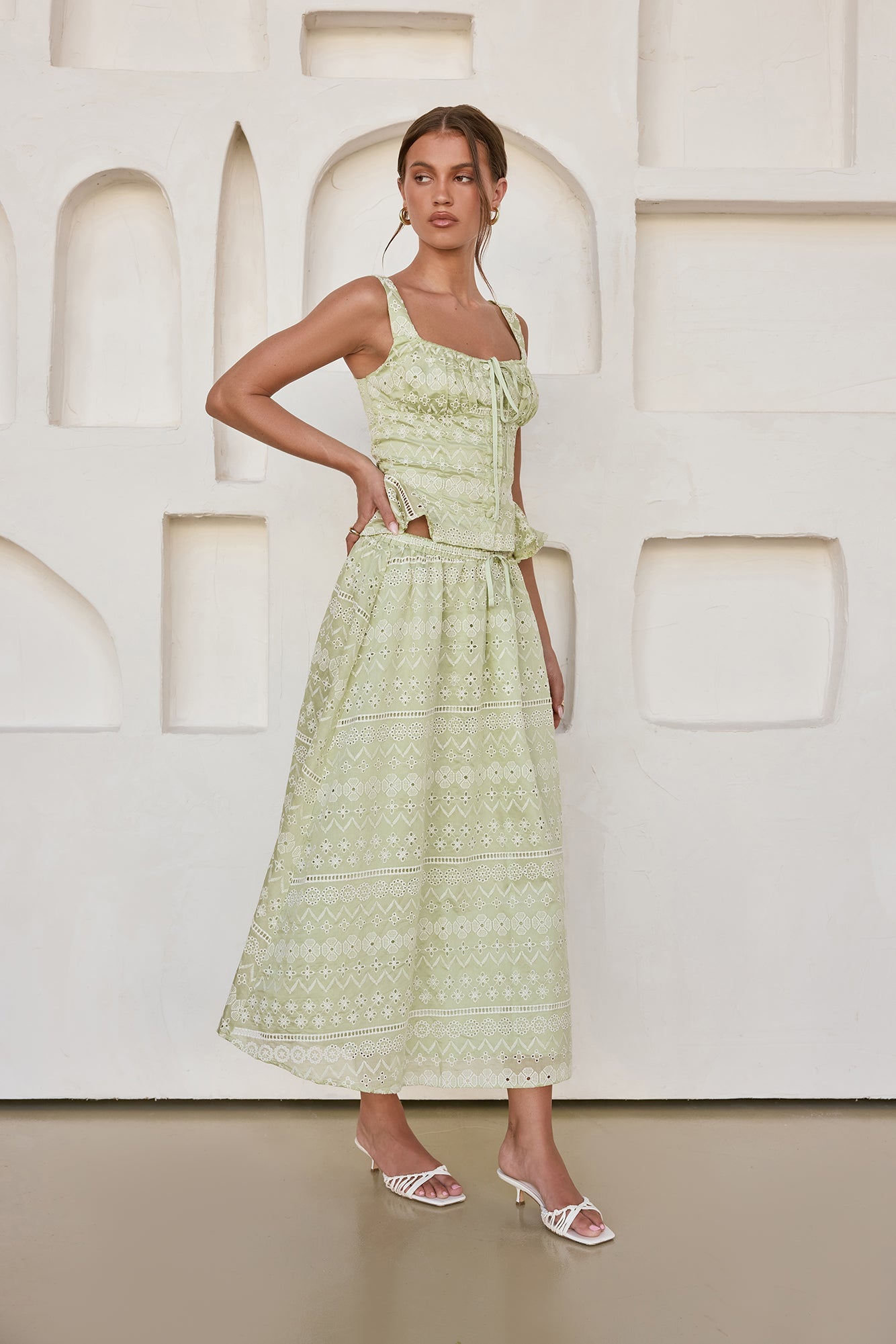 Wishing For Romance Midi Skirt Sage