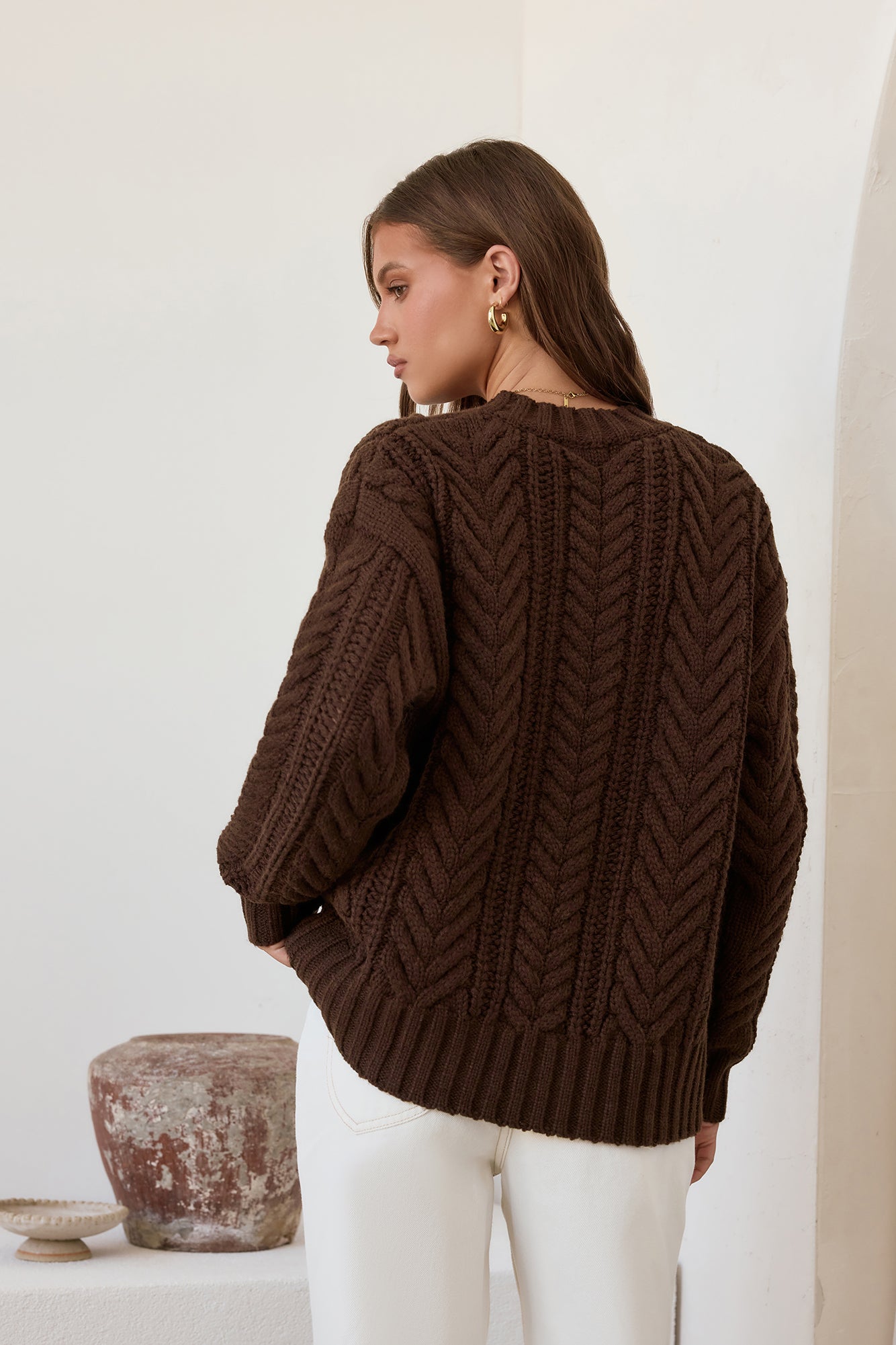 Plush Aura Knit Sweater Chocolate