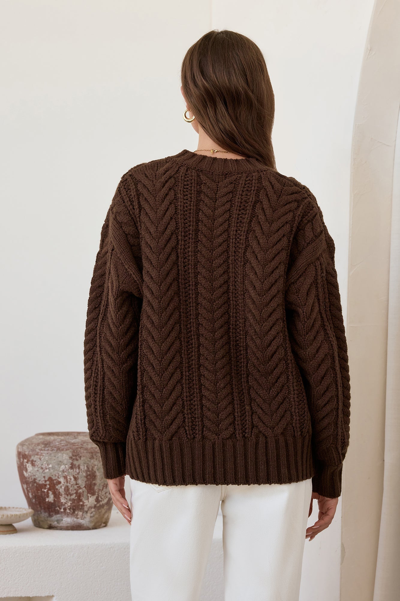 Plush Aura Knit Sweater Chocolate