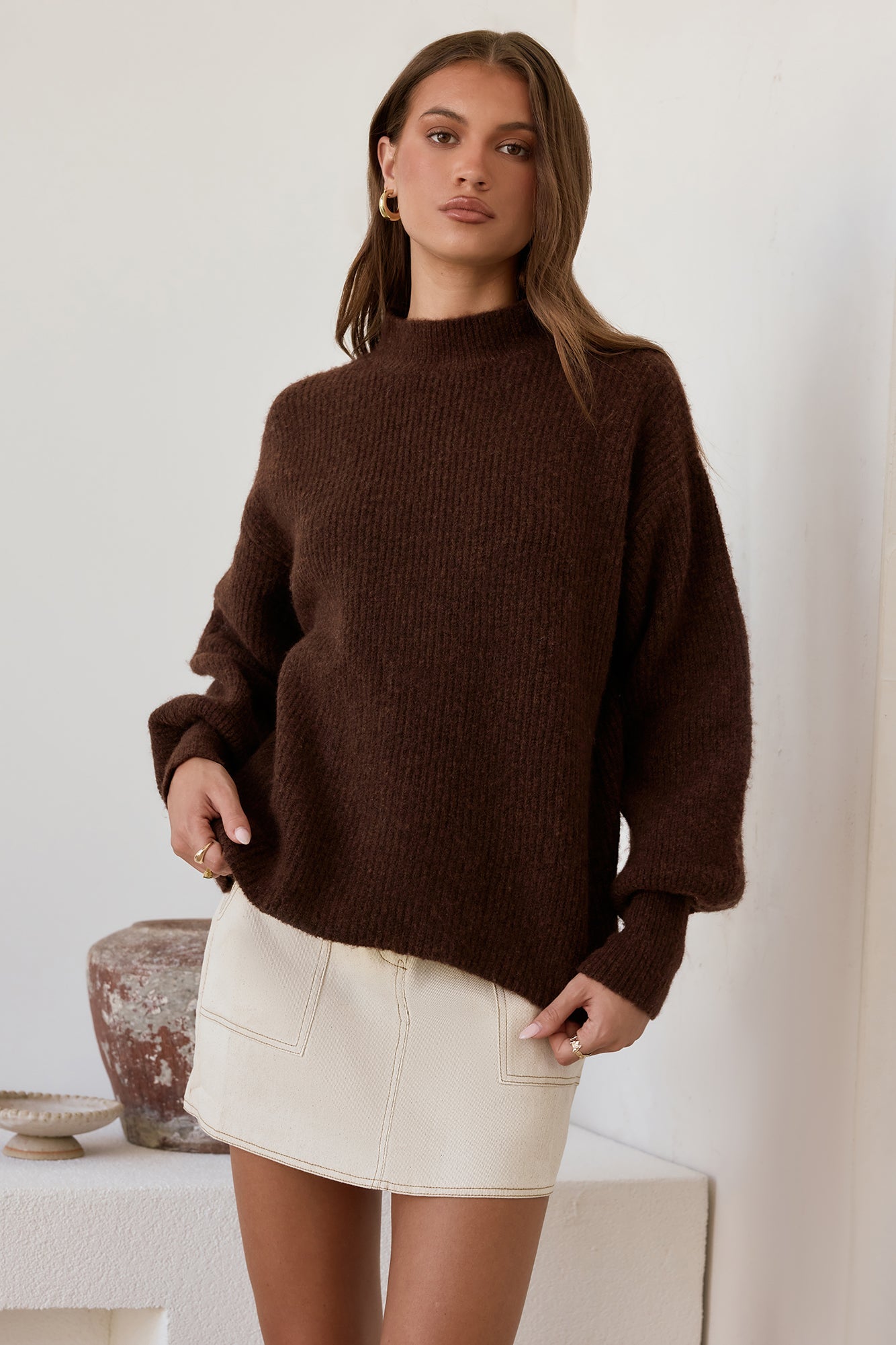 Alpine Affair Fluffy Sweater Brown