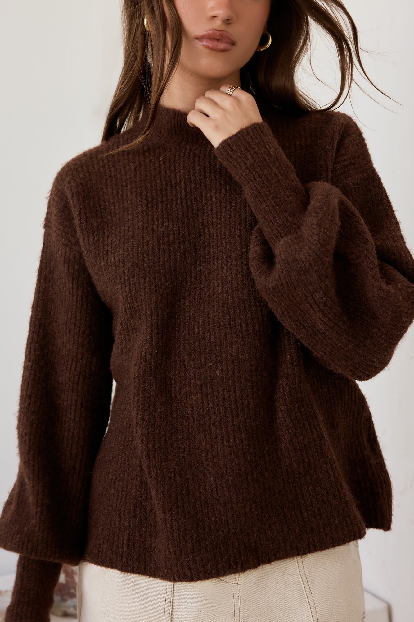 Alpine Affair Fluffy Sweater Brown
