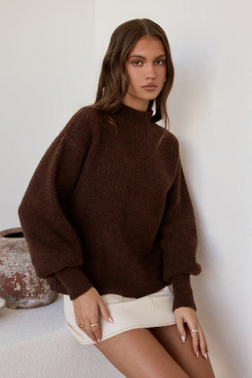 Alpine Affair Fluffy Sweater Brown