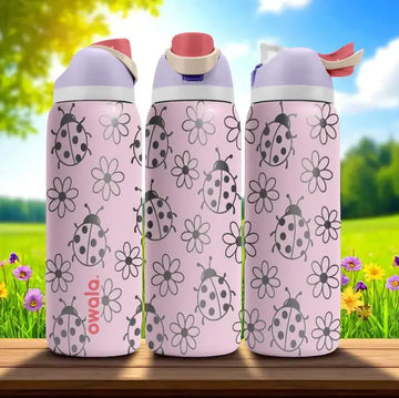 Owala Pink Ladybug Floral Tumbler 32oz
