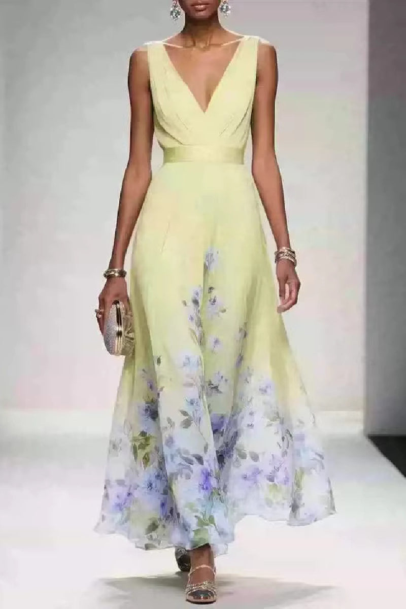 A-Line Tea Length Chiffon Wedding Guest Dress 922638194251