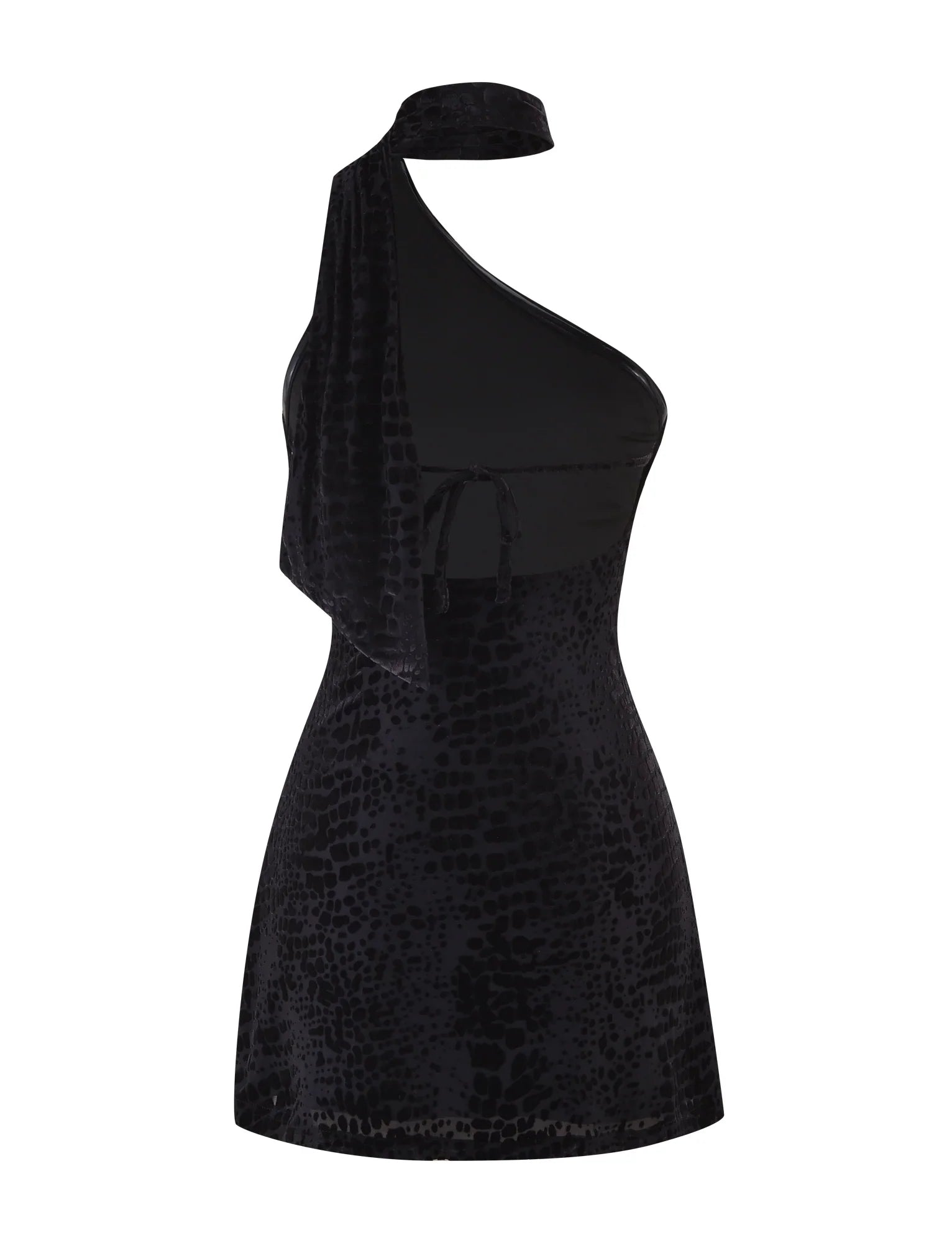 ALLIRA BURNOUT MINI DRESS 2.0 - BLACK : SNAKE