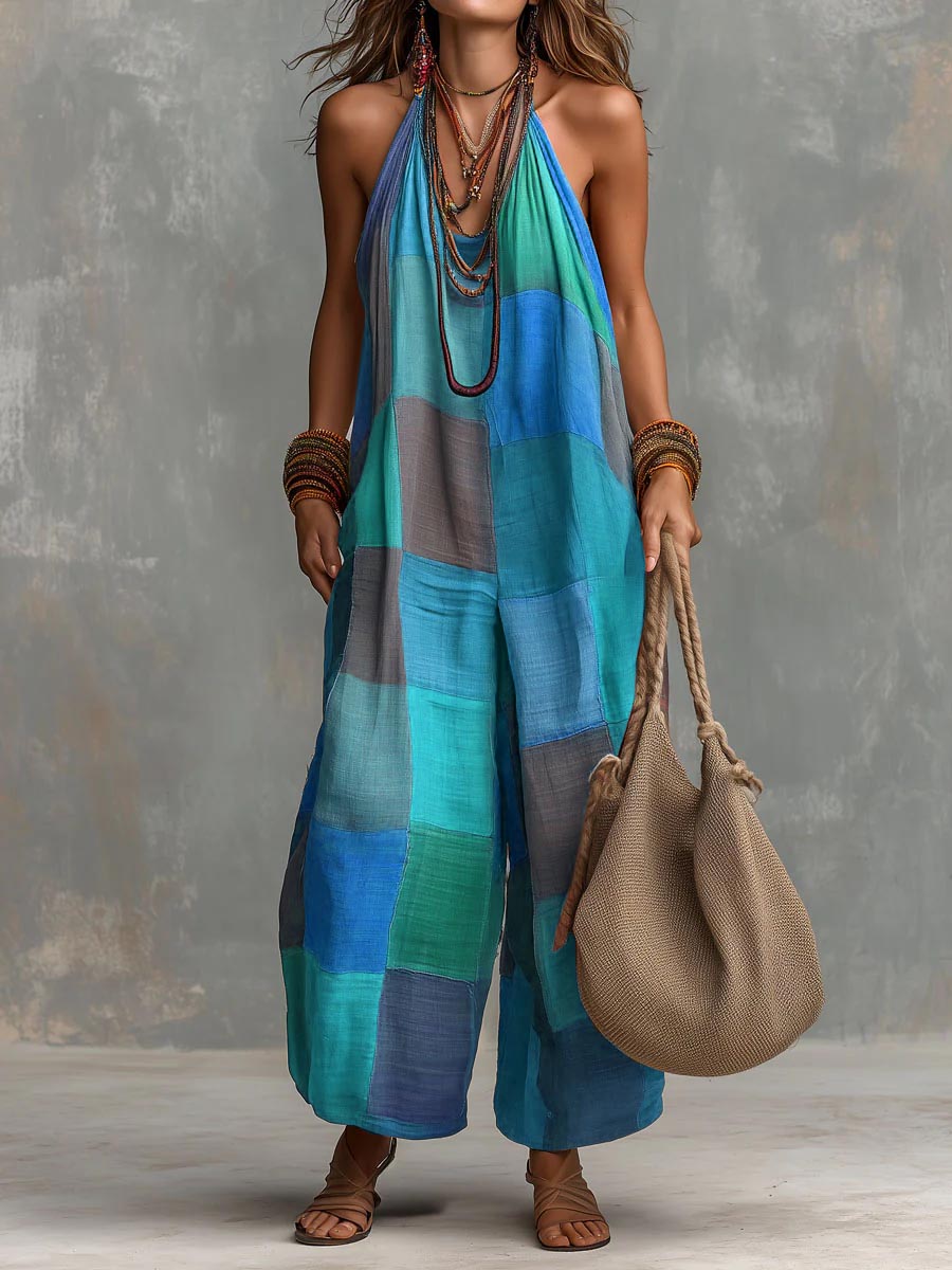 Adelyn - Patchwork Halter Jumpsuit