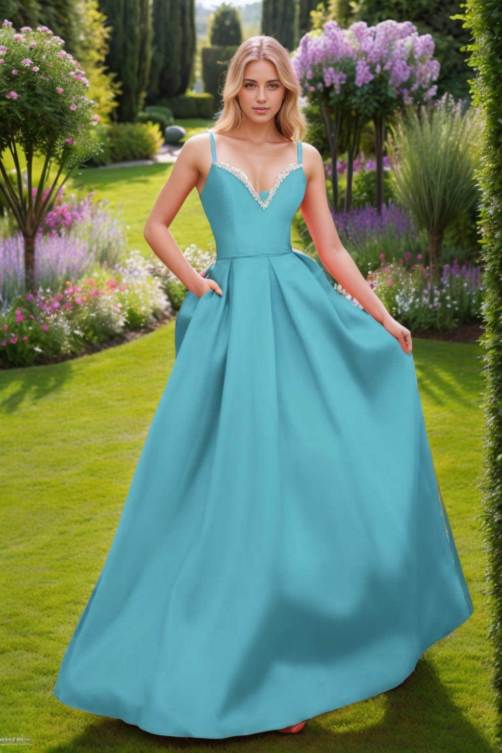 A-Line Floor Length Satin Prom Dress CS0451