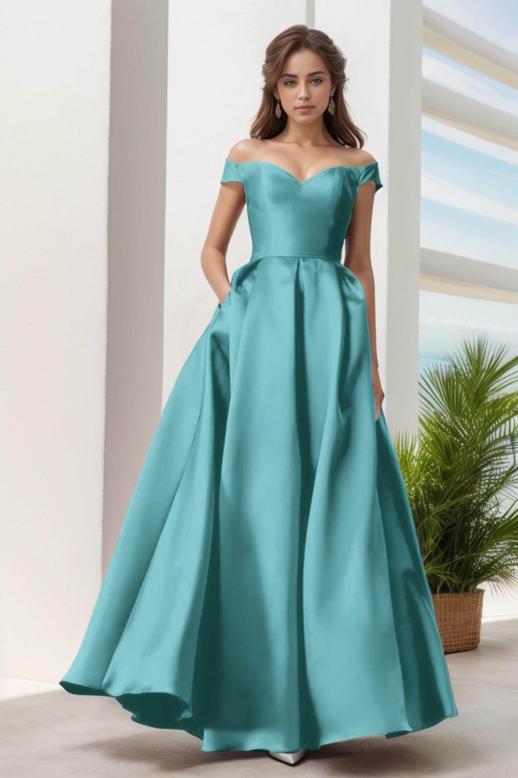 A-Line Floor Length Satin Prom Dress CS0408