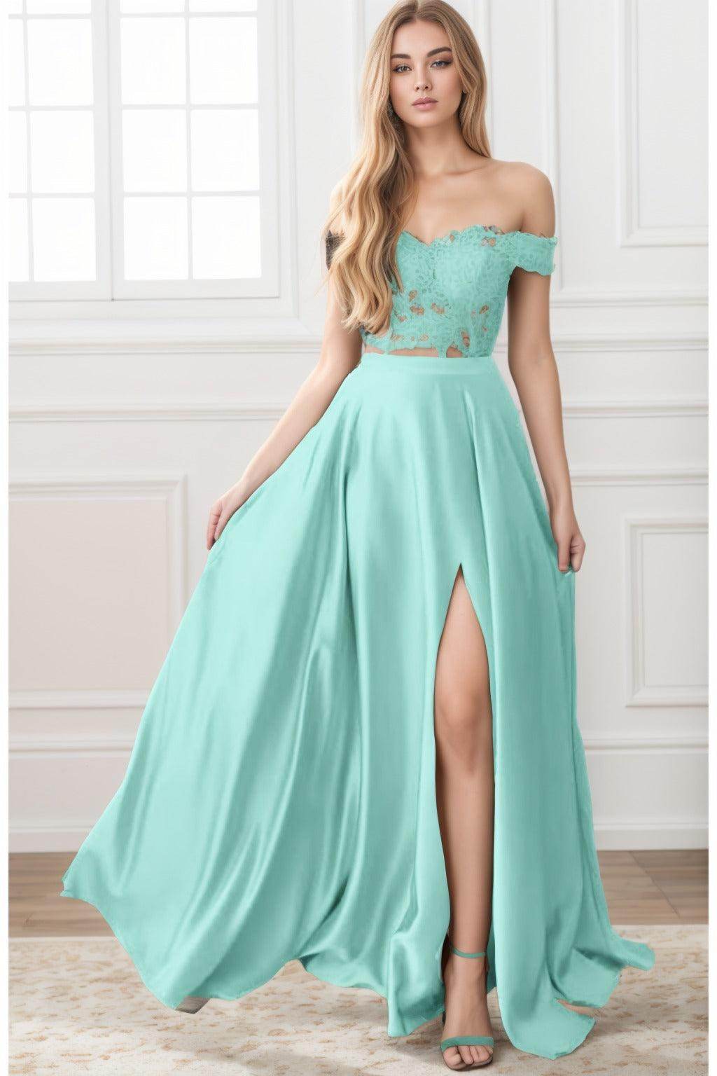 A-Line Sweep-Brush Train Elastic Satin Prom Dress CS0414