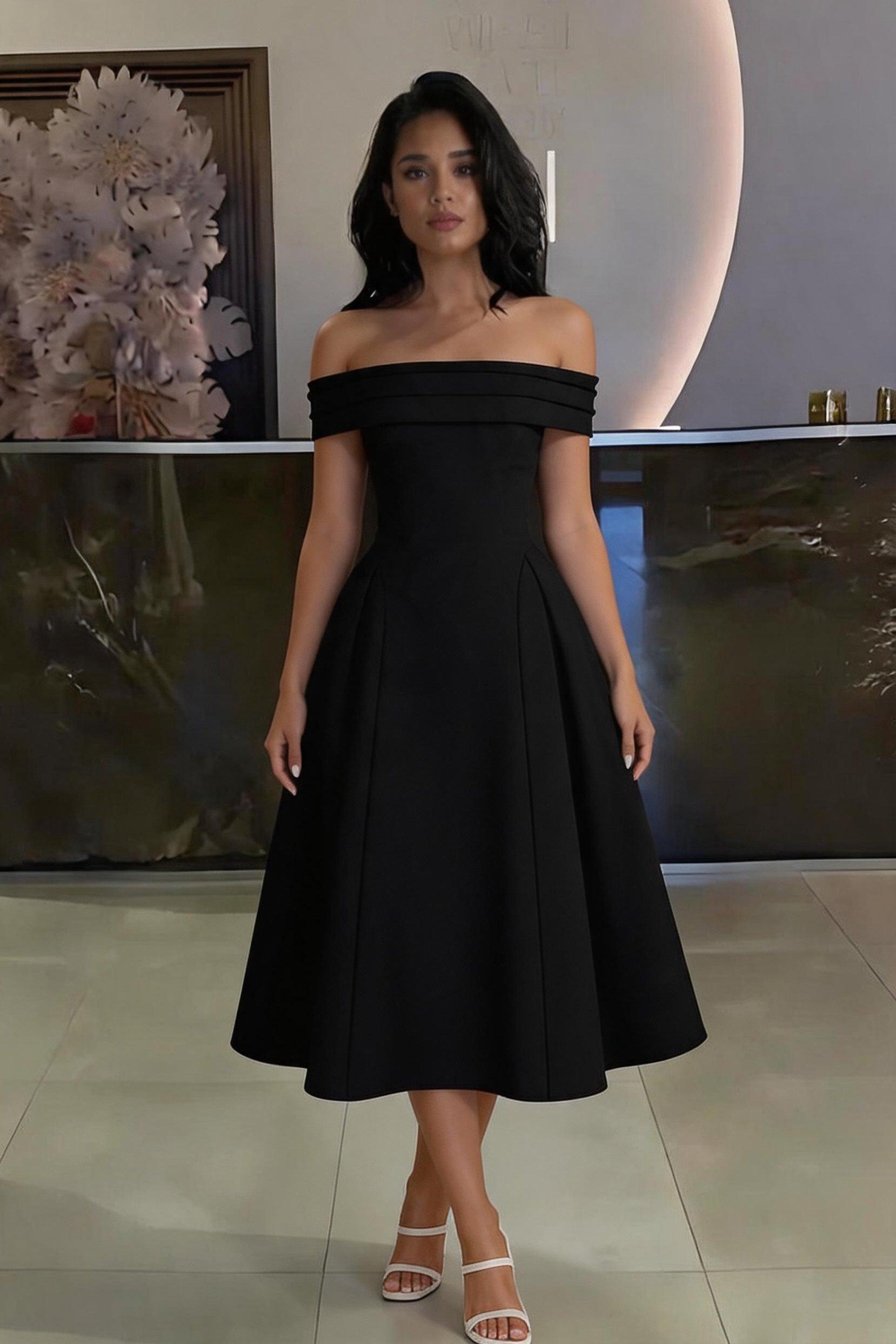 A-Line Midi Satin Formal Wedding Guest Dresses B0DS8NJRR3