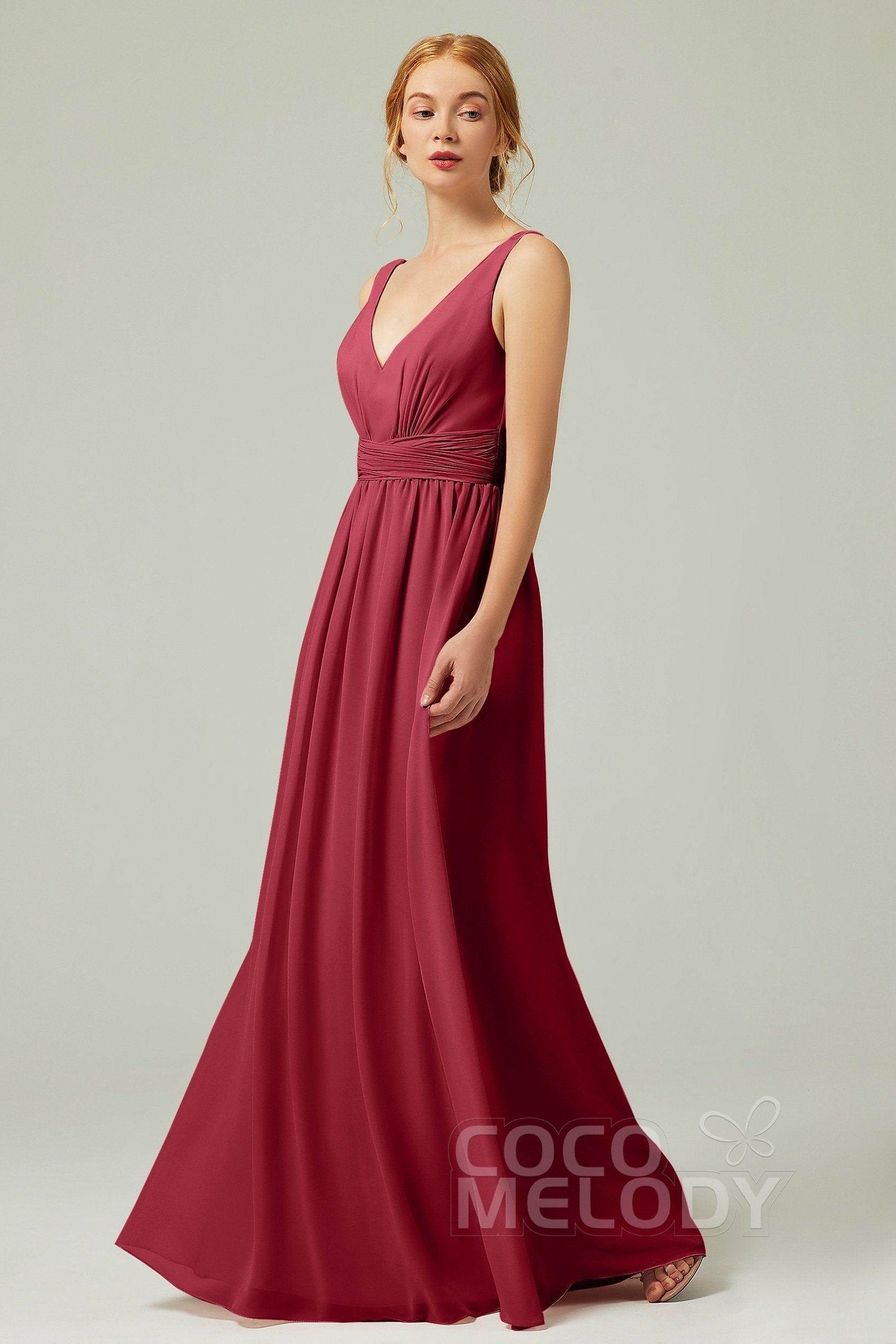A-Line Floor Length Chiffon Bridesmaid Dress CB0318