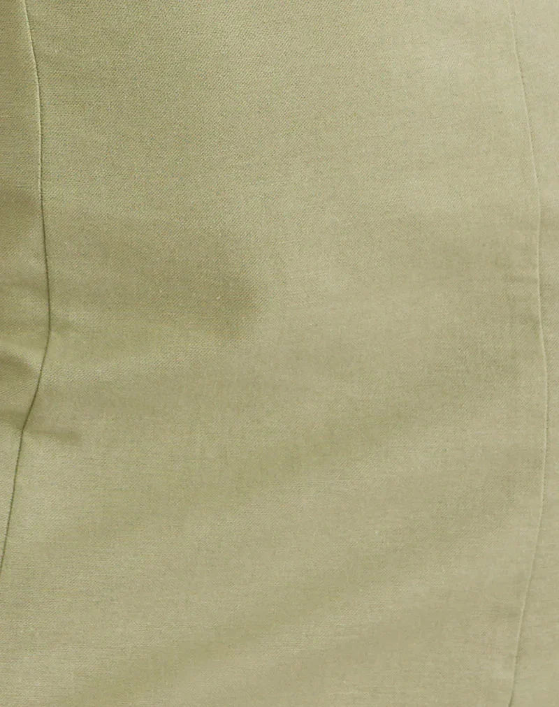 Ambra Scoop Mini Dress in Linen Sage Green