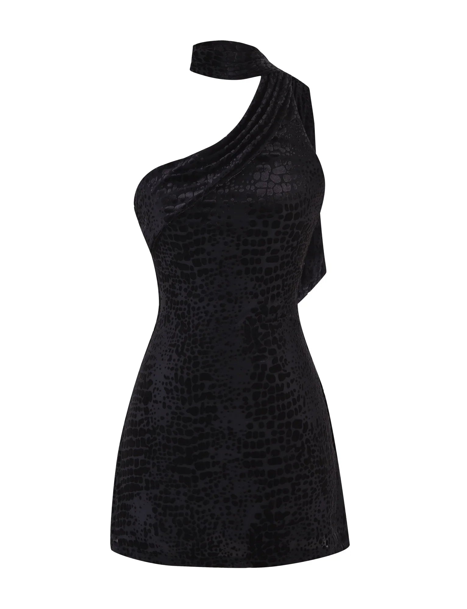 ALLIRA BURNOUT MINI DRESS 2.0 - BLACK : SNAKE