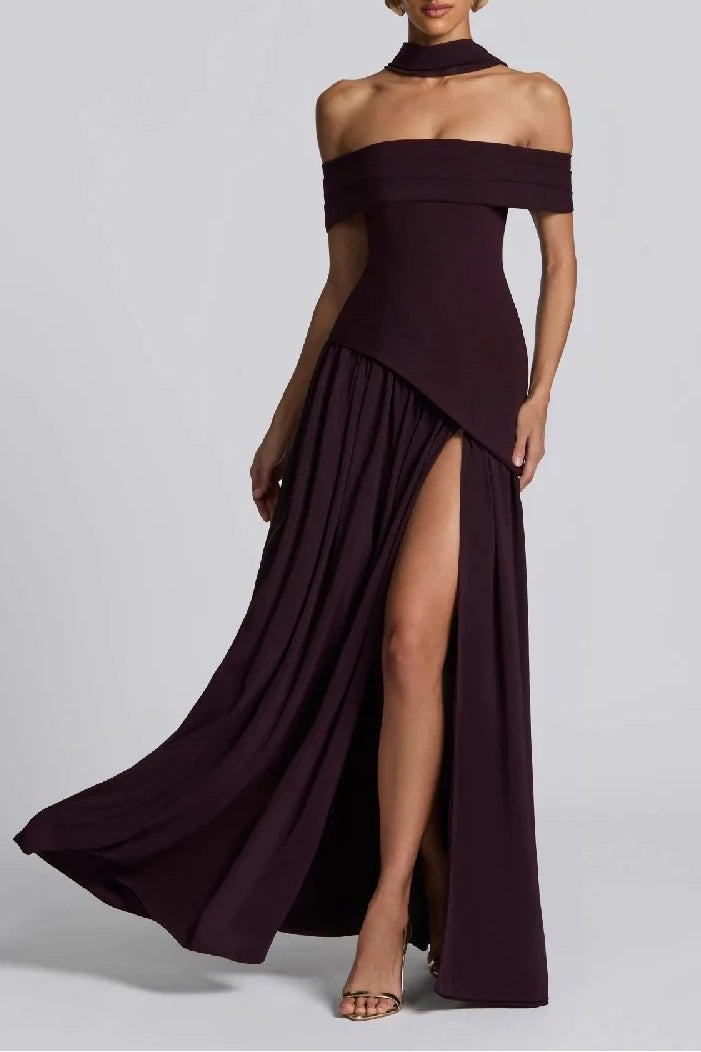 Sheath-Column Floor Length Silk-Like Wedding Guest Dress 963358428274