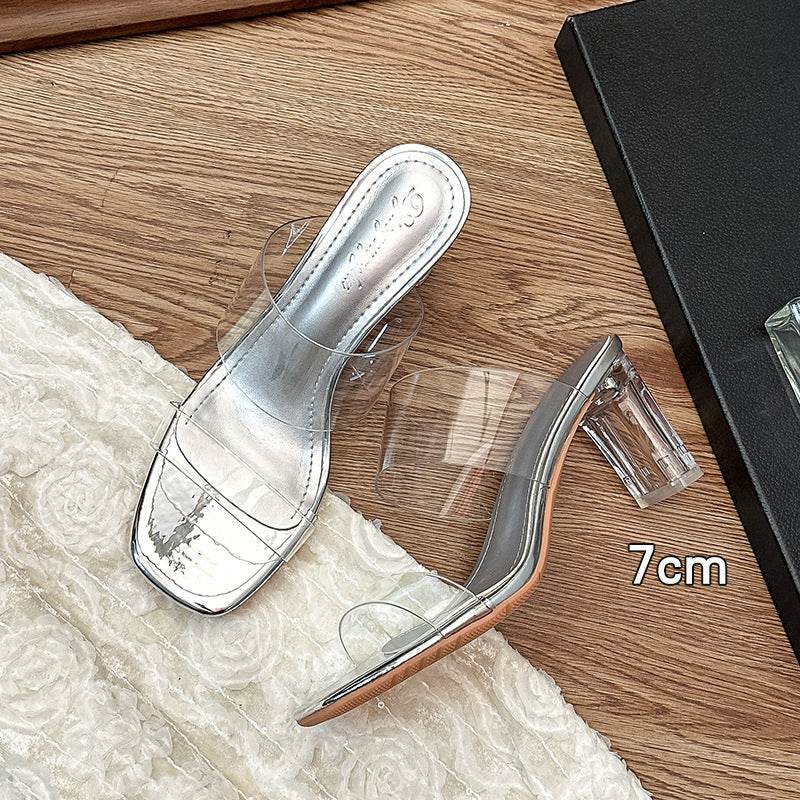 Chunky-heeled transparent sandals 718875447541