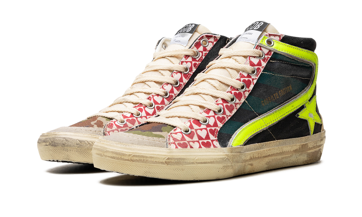 SLIDE CANVAS UPPER SUEDE AND GABARDINE TOE NYLON TONGUE LEATHER STAR AND WAVE BLACK GREEN ICE YELLOW GMF00508.F004407.50772