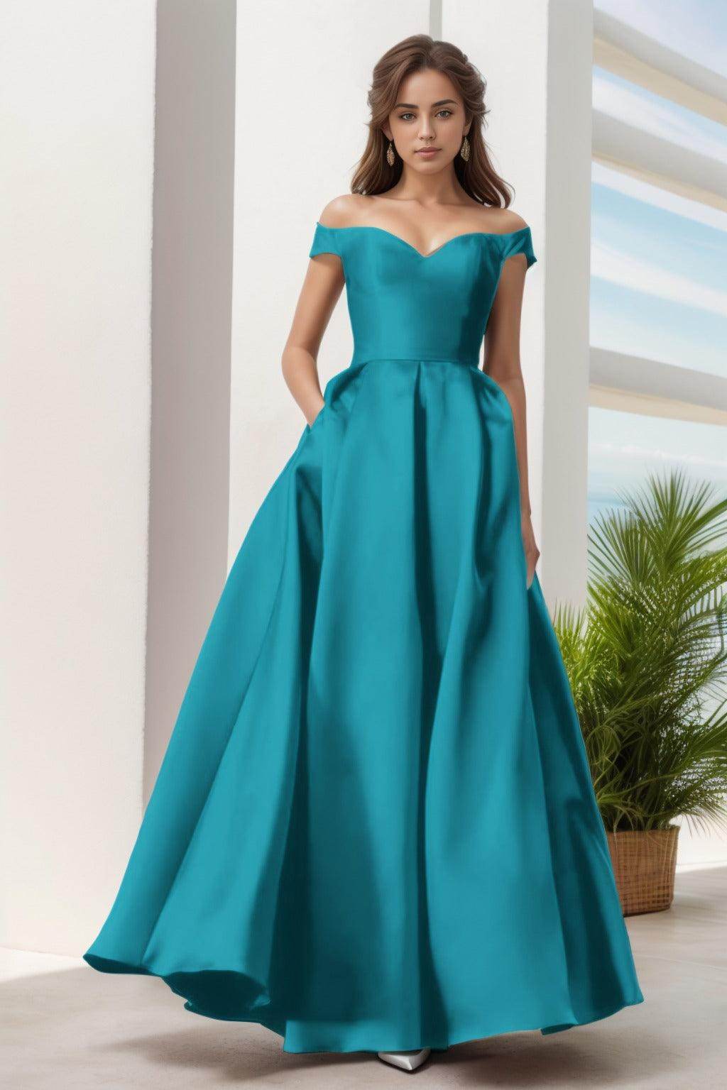 A-Line Floor Length Satin Prom Dress CS0408