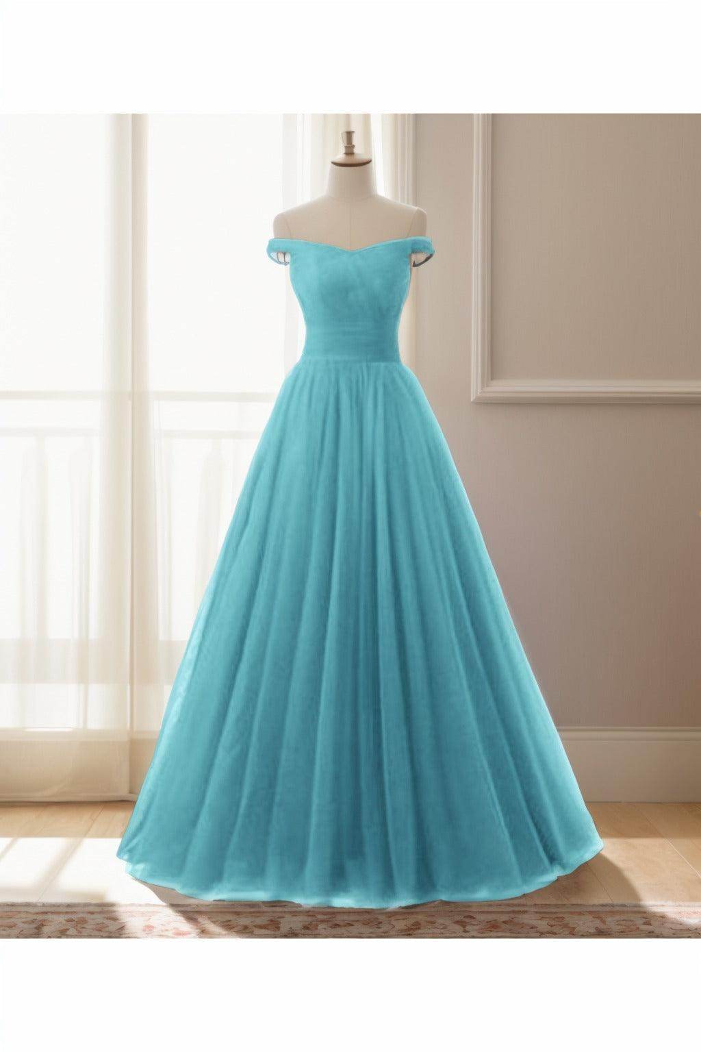 A-Line Floor Length Tulle Prom Dress CS0459