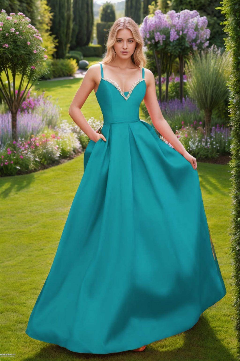 A-Line Floor Length Satin Prom Dress CS0451