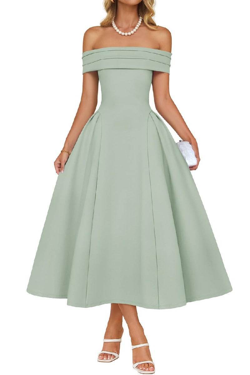 A-Line Midi Satin Formal Wedding Guest Dresses B0DS8NJRR3