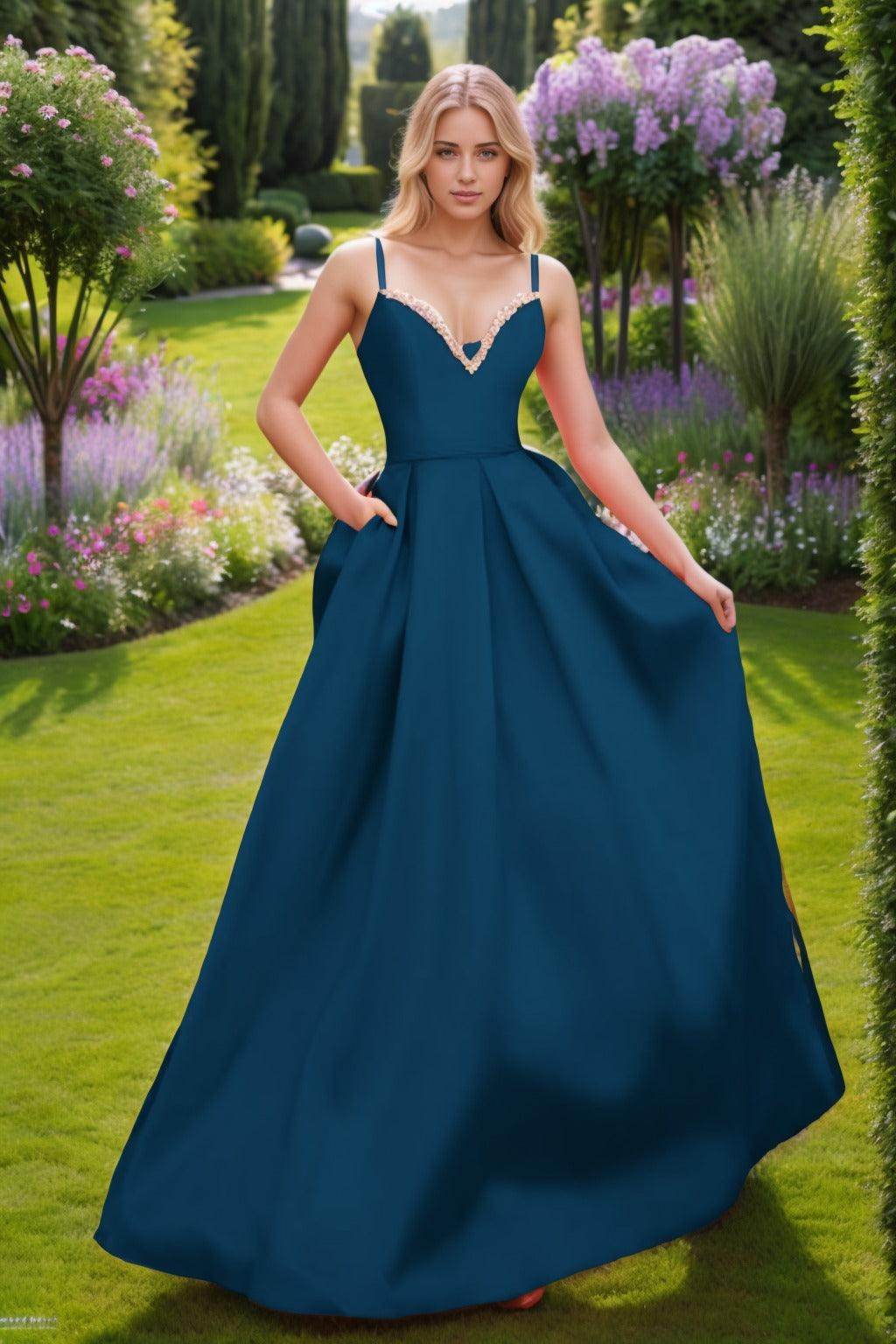 A-Line Floor Length Satin Prom Dress CS0451
