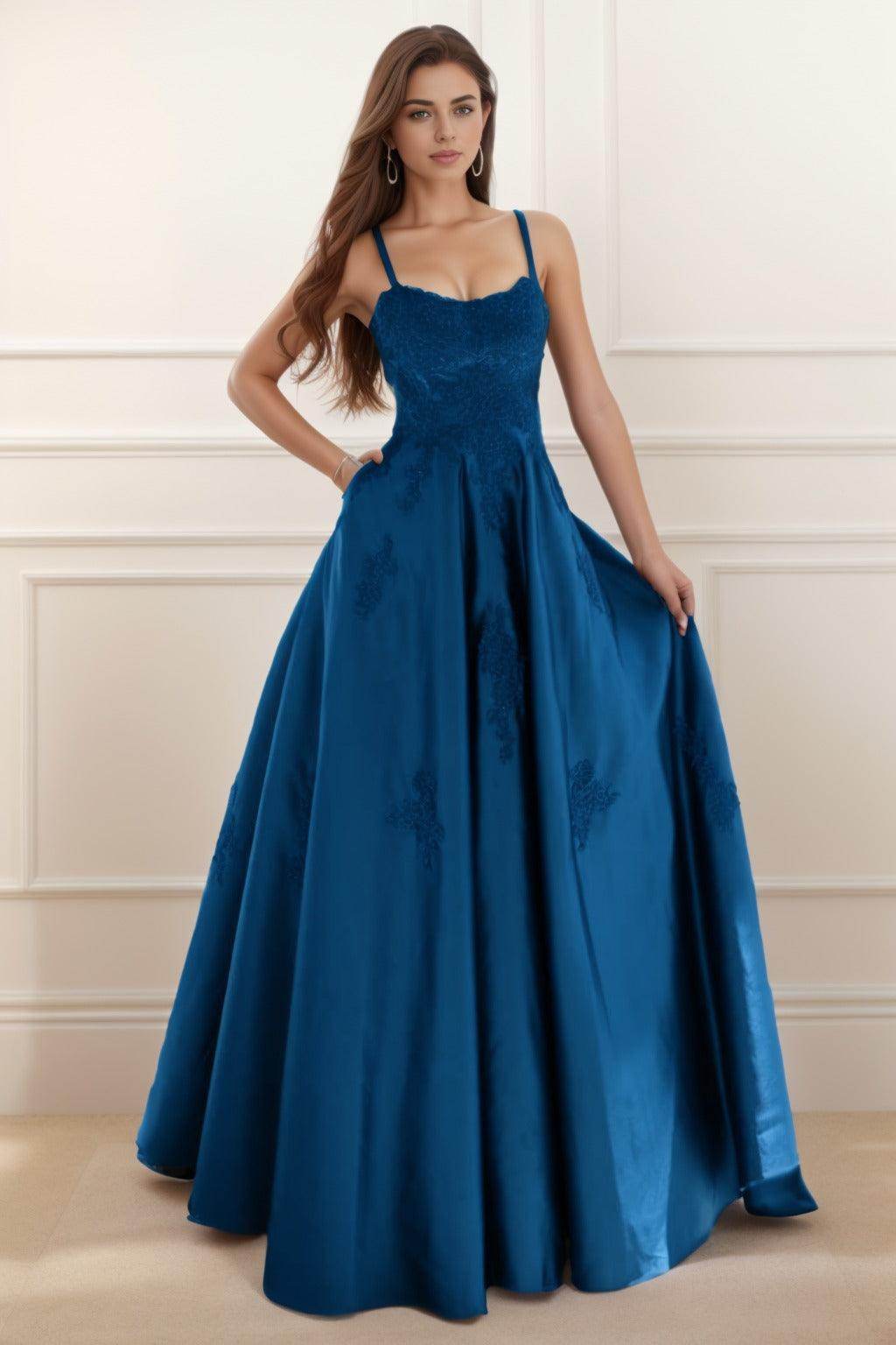 A-Line Floor Length Satin Prom Dress CS0458