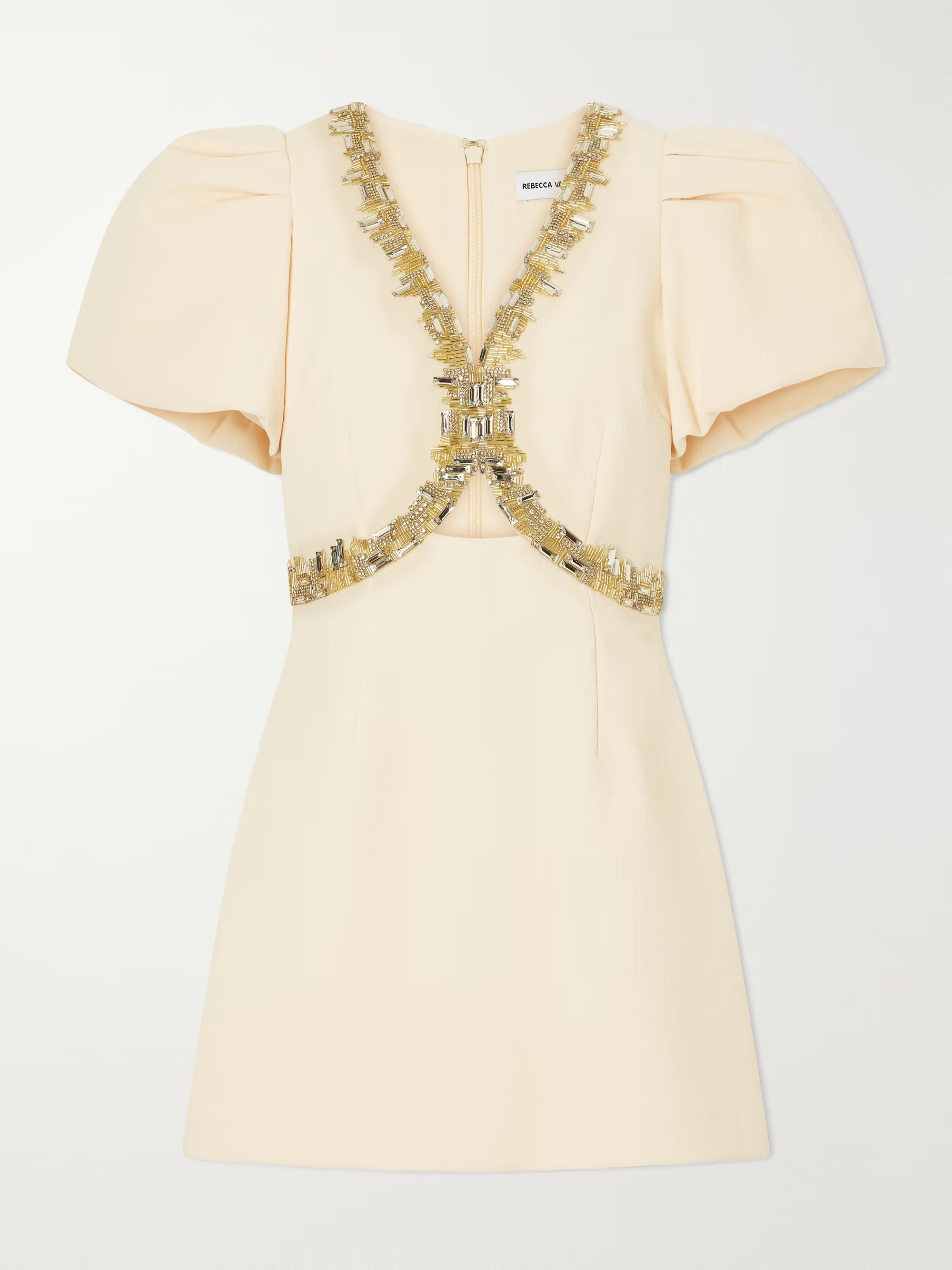 Alexandrite embellished cady mini dress