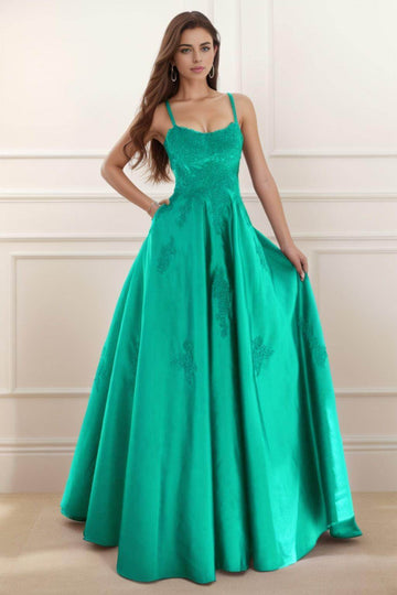A-Line Floor Length Satin Prom Dress CS0458