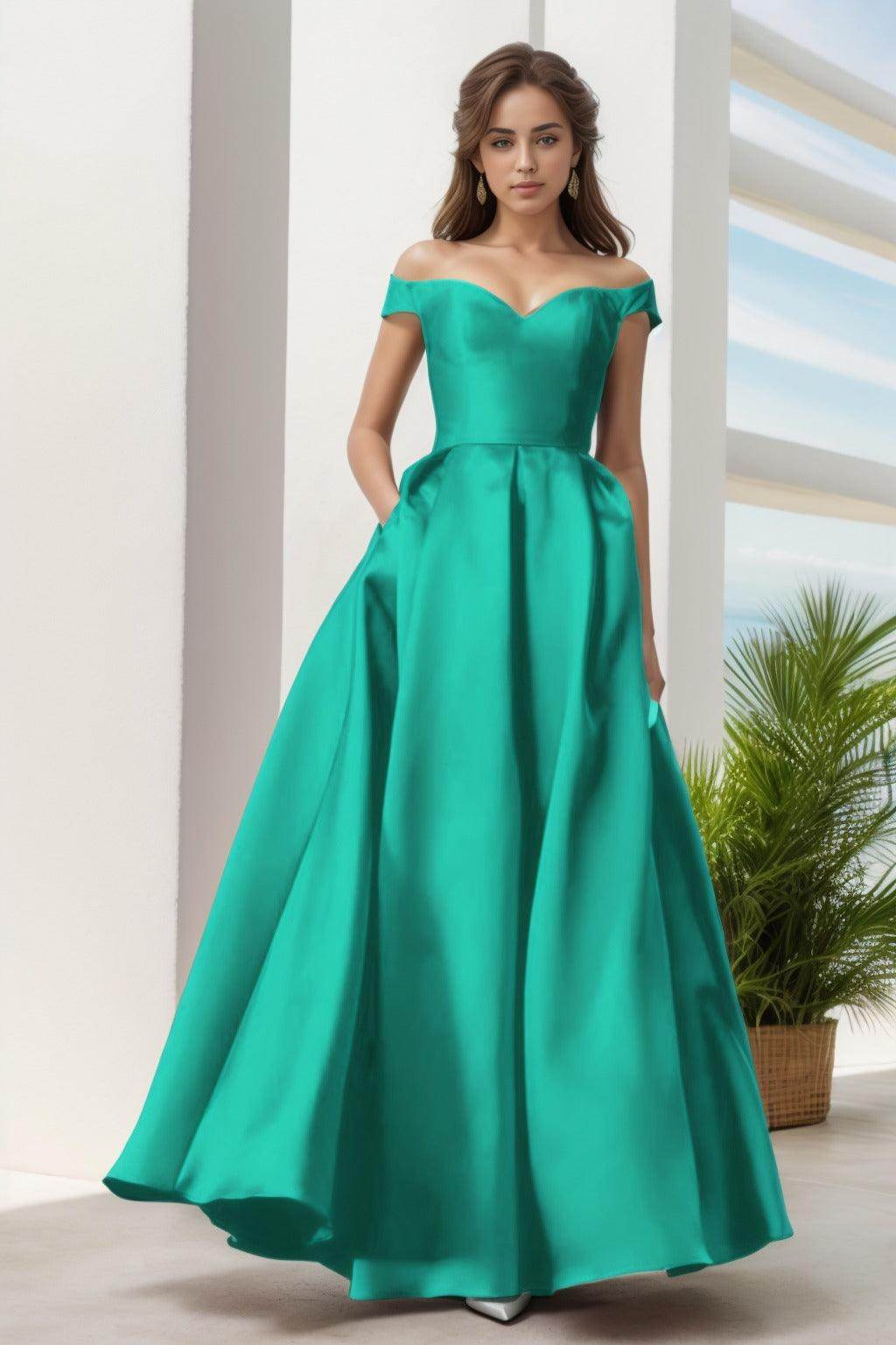 A-Line Floor Length Satin Prom Dress CS0408