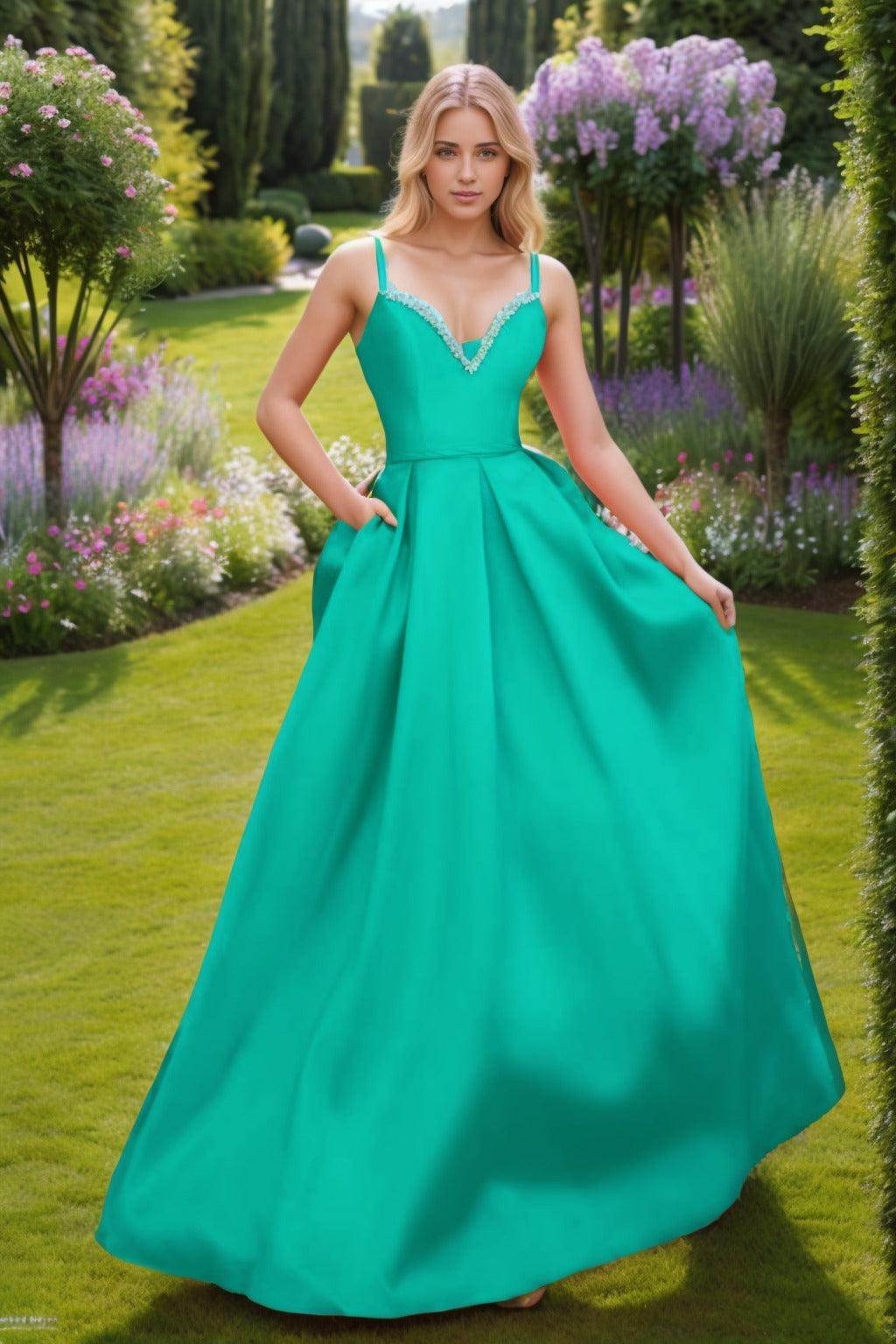 A-Line Floor Length Satin Prom Dress CS0451