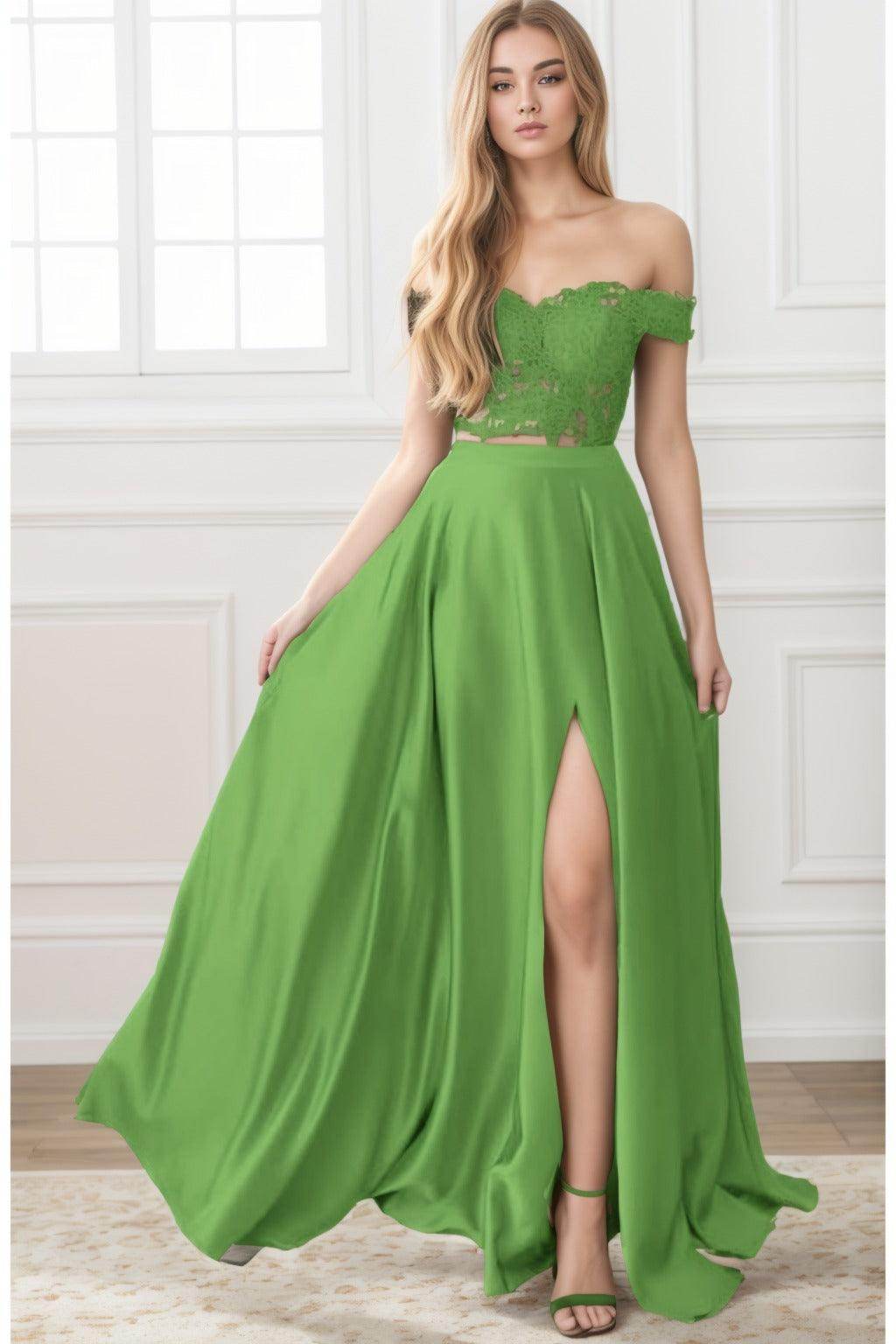 A-Line Sweep-Brush Train Elastic Satin Prom Dress CS0414