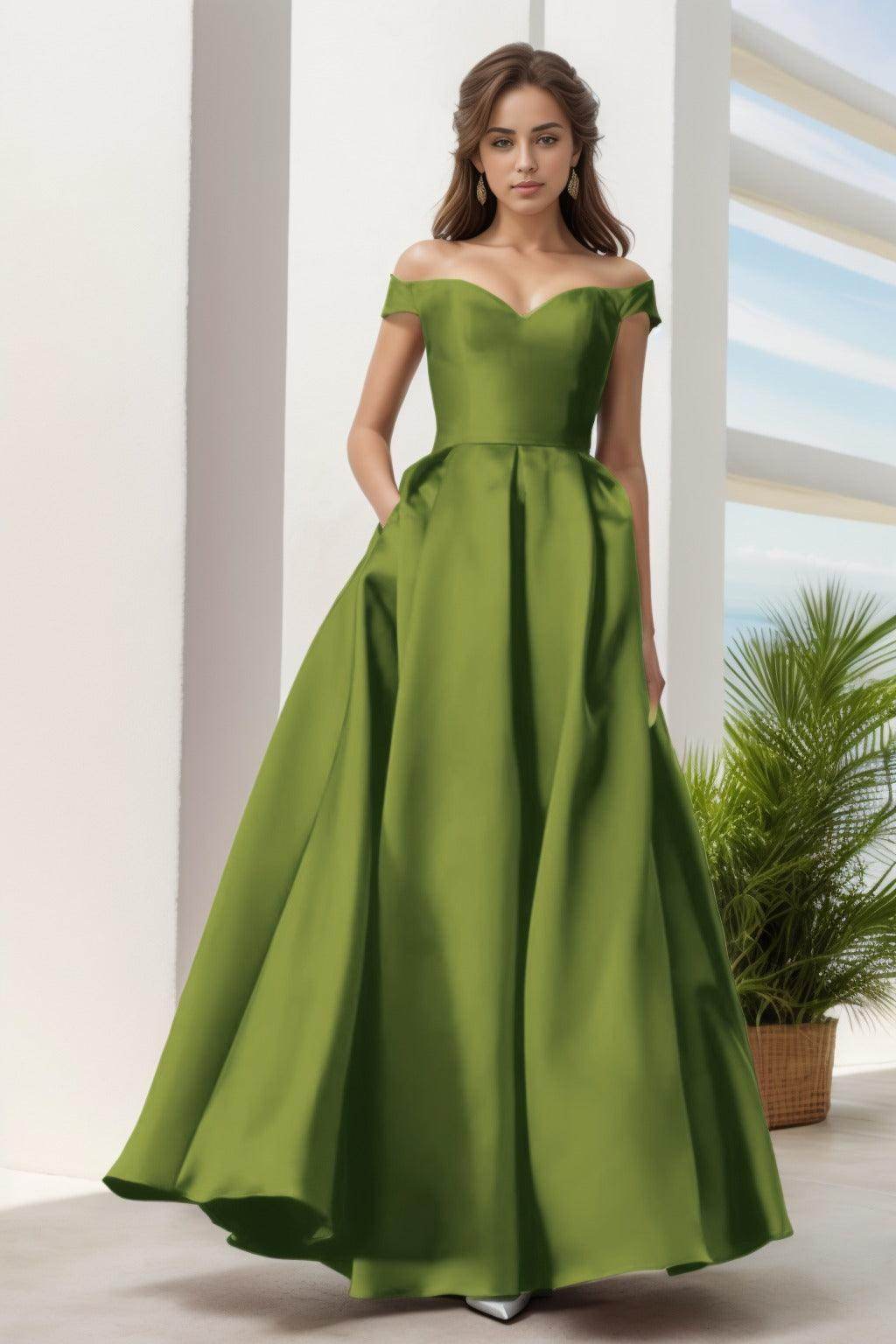 A-Line Floor Length Satin Prom Dress CS0408