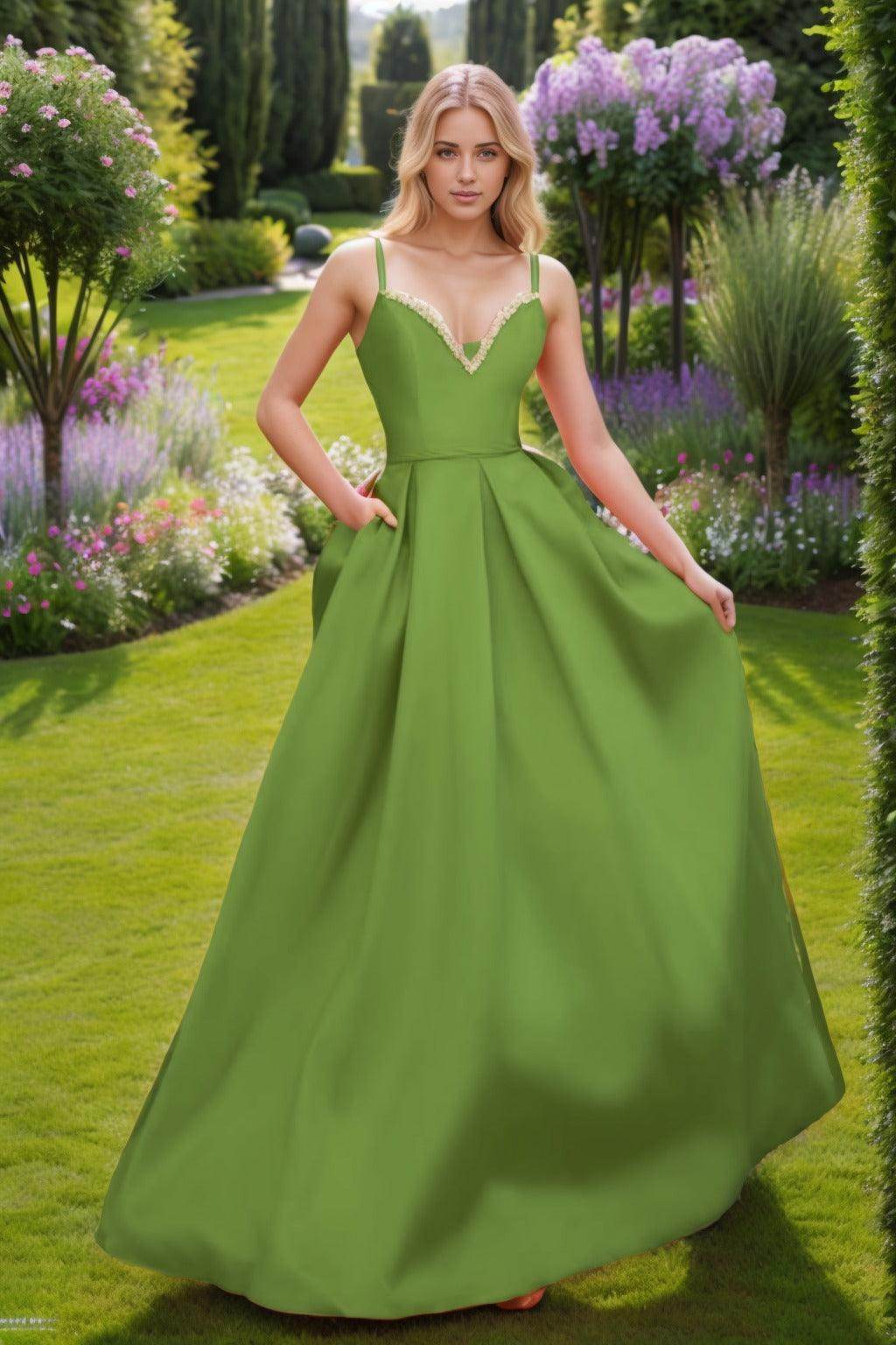 A-Line Floor Length Satin Prom Dress CS0451