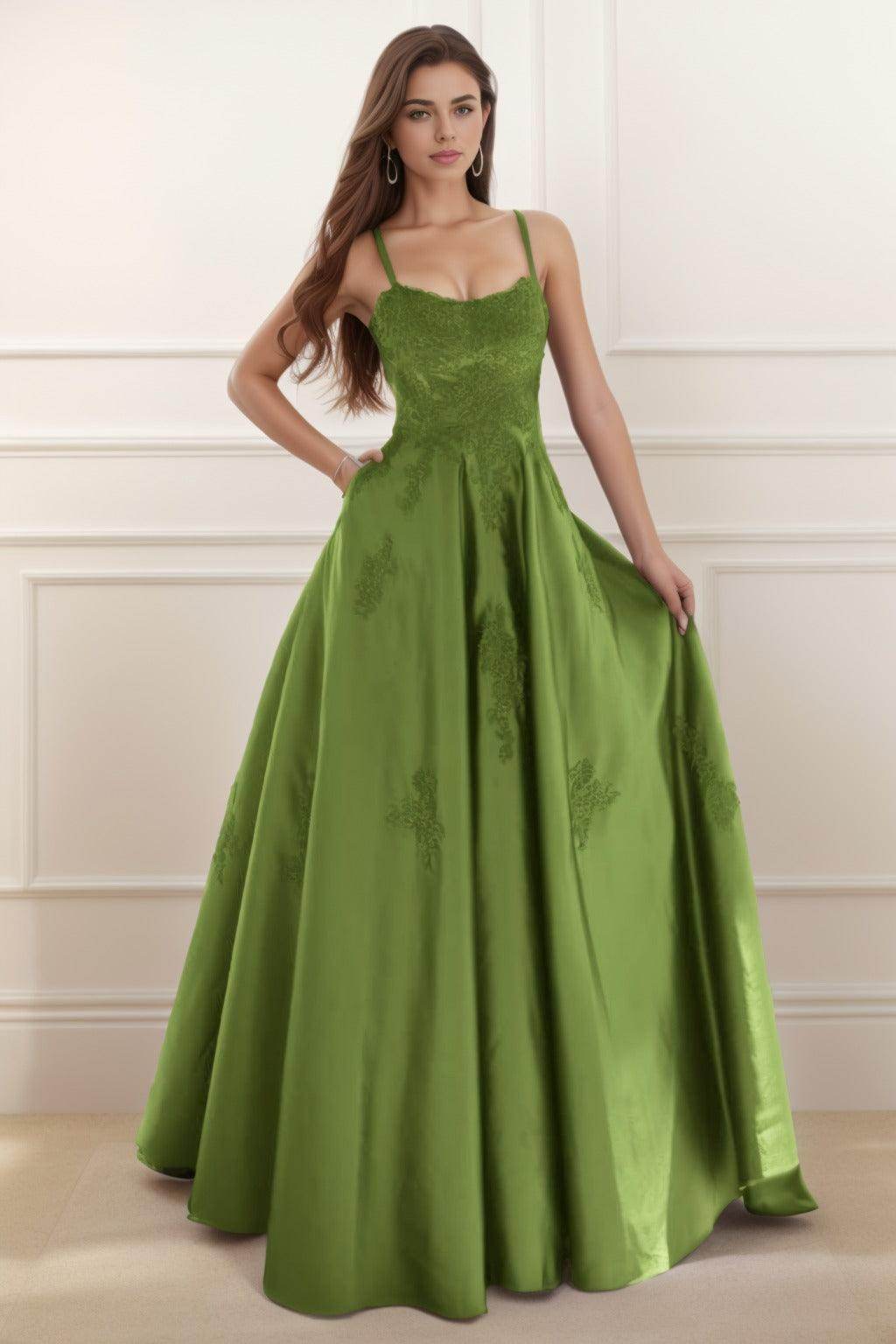 A-Line Floor Length Satin Prom Dress CS0458