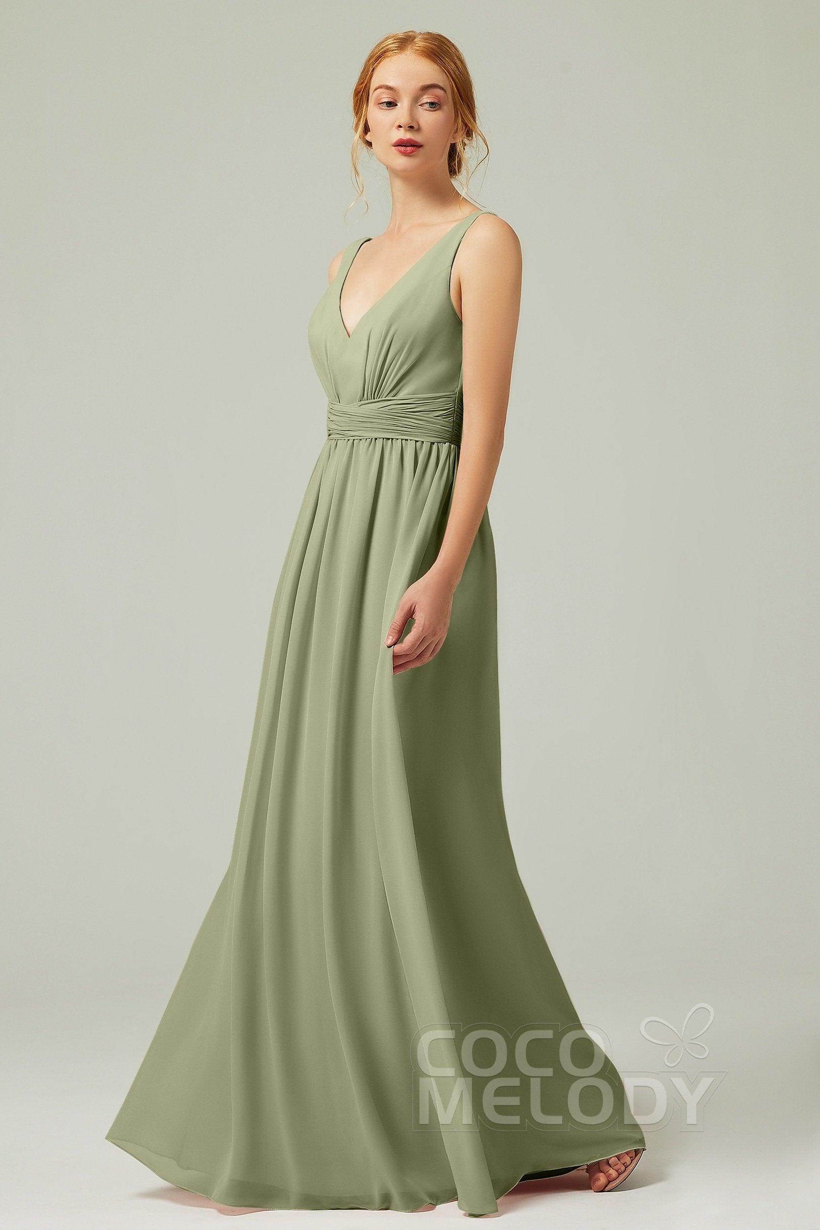 A-Line Floor Length Chiffon Bridesmaid Dress CB0318