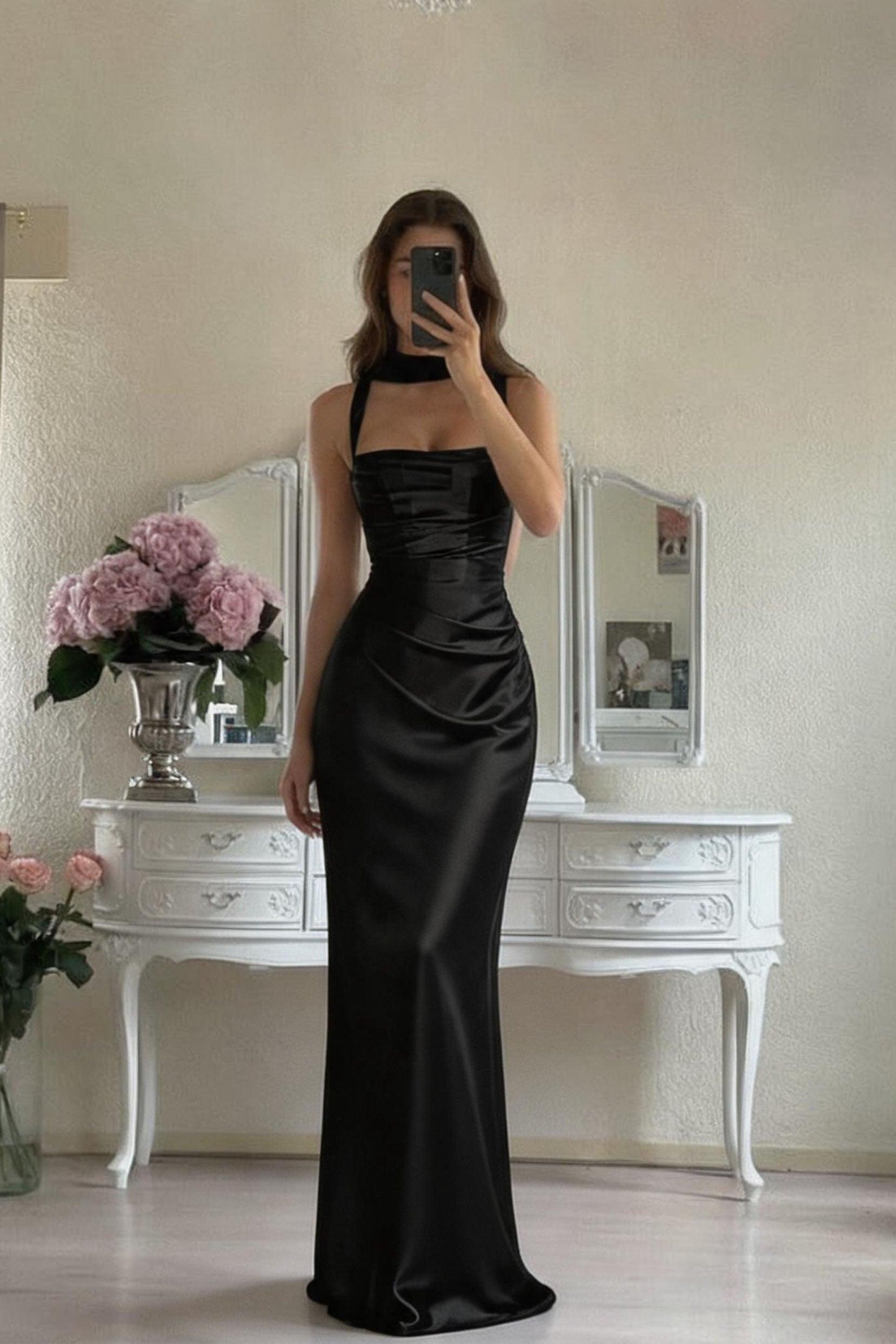 Sheath-Column Maxi Satin Formal Evening Dresses 971343877638
