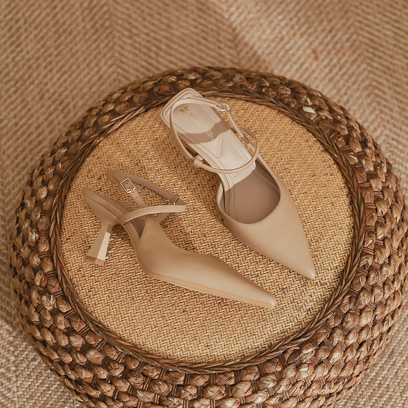 Elegant Pointed Toe Slingback Low Heel Adjustable Strap Shoes 785497139986