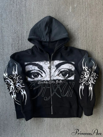 3D Print Vintage  Long Sleeve Zip Hoodie