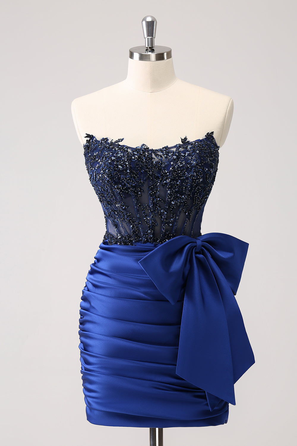 Sparkly Peacock Strapless Beaded Appliques Tight Homecoming Dress